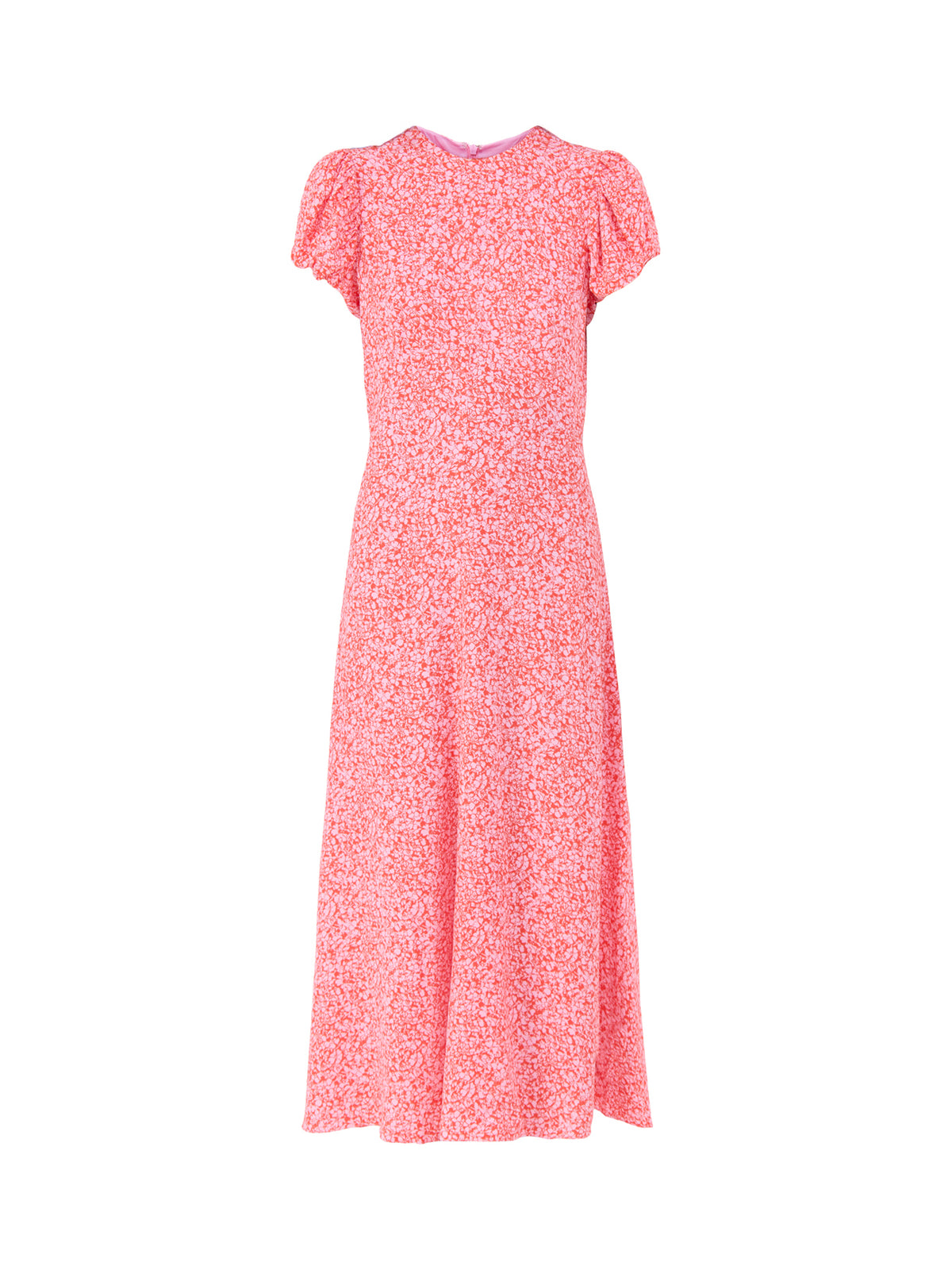 Cotton Ditsy Floral Puff Sleeve Midi Dress