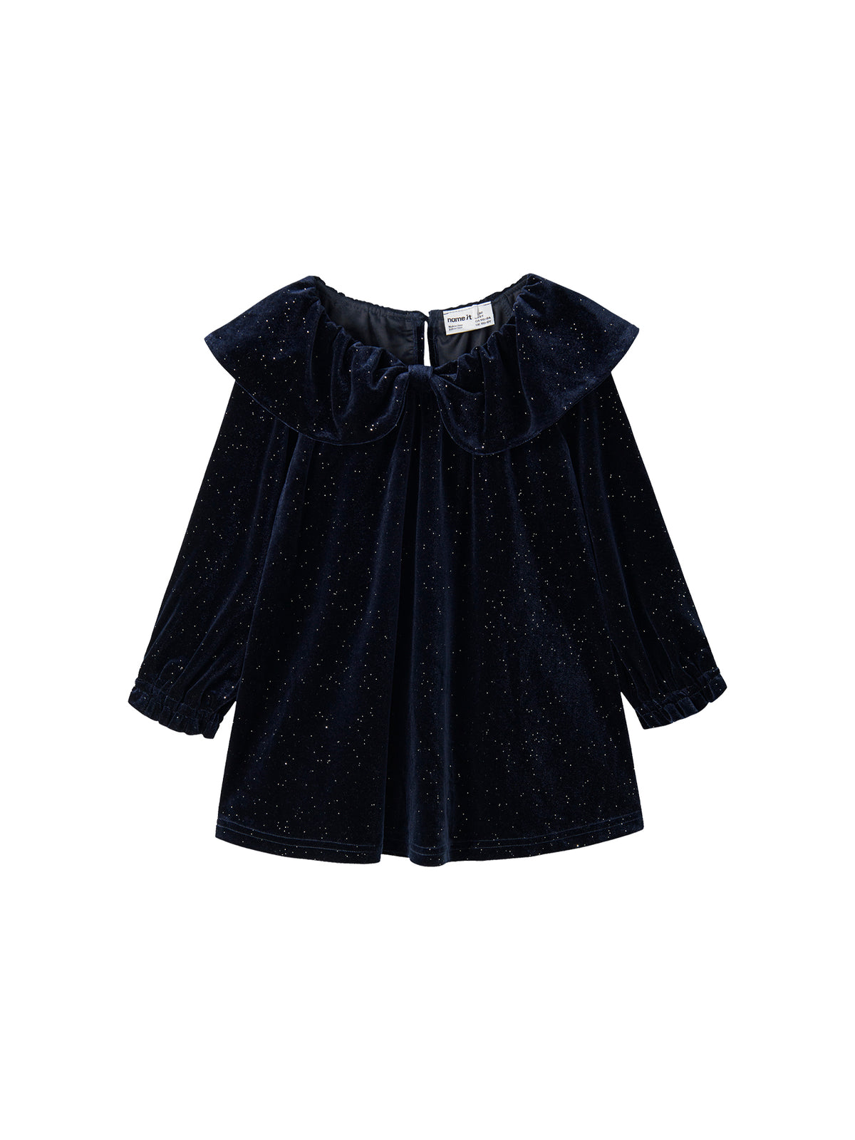 Velvet Long Sleeve Dress - Evening Blue