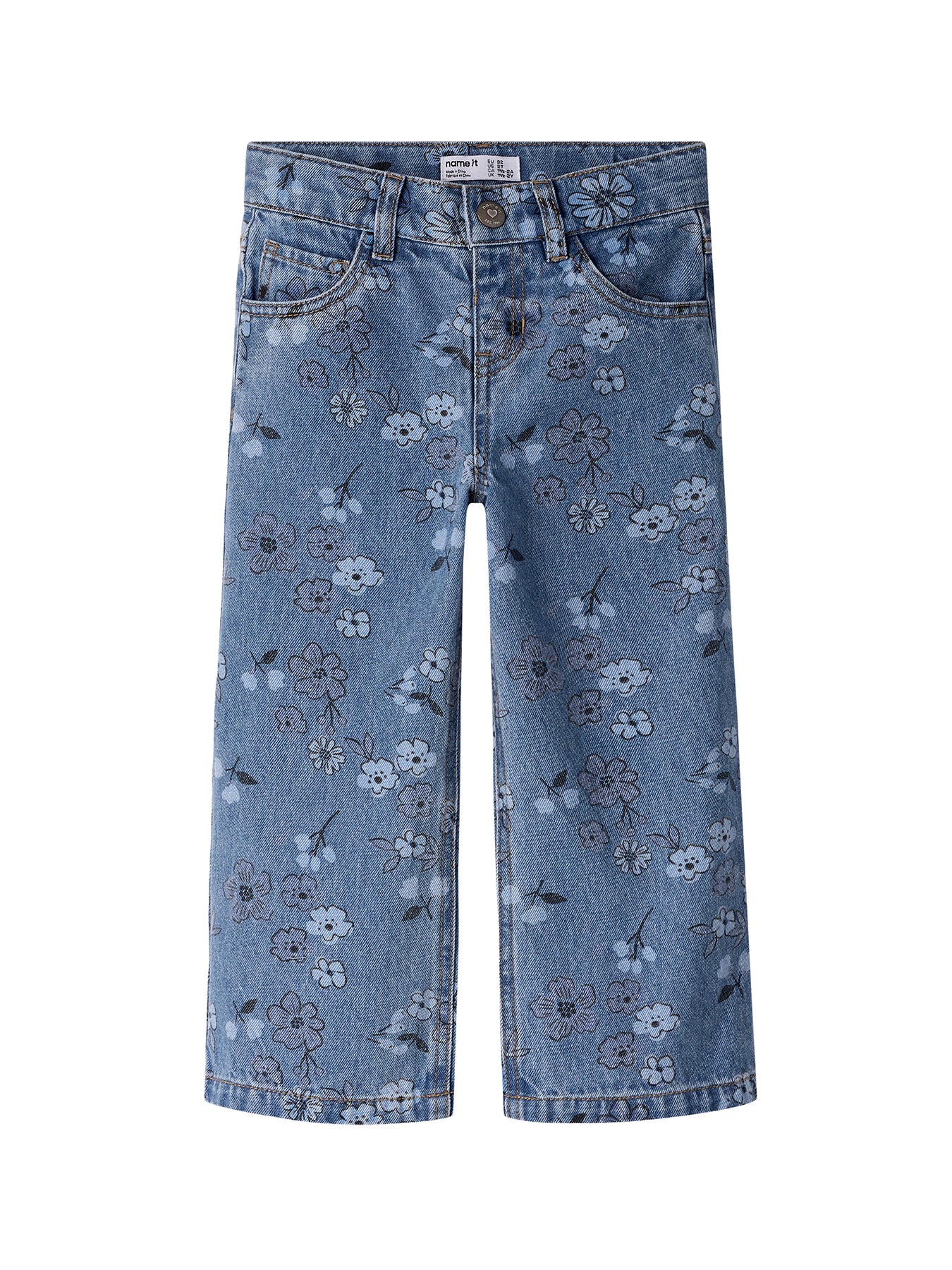 Cotton Wide Leg Printed Jeans
