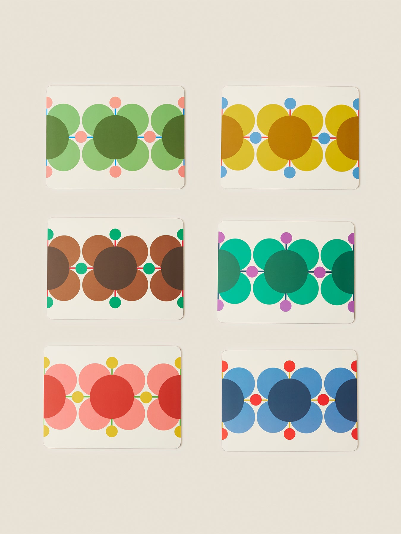 Atomic Flower Set of 6 Cork-Backed Placemats