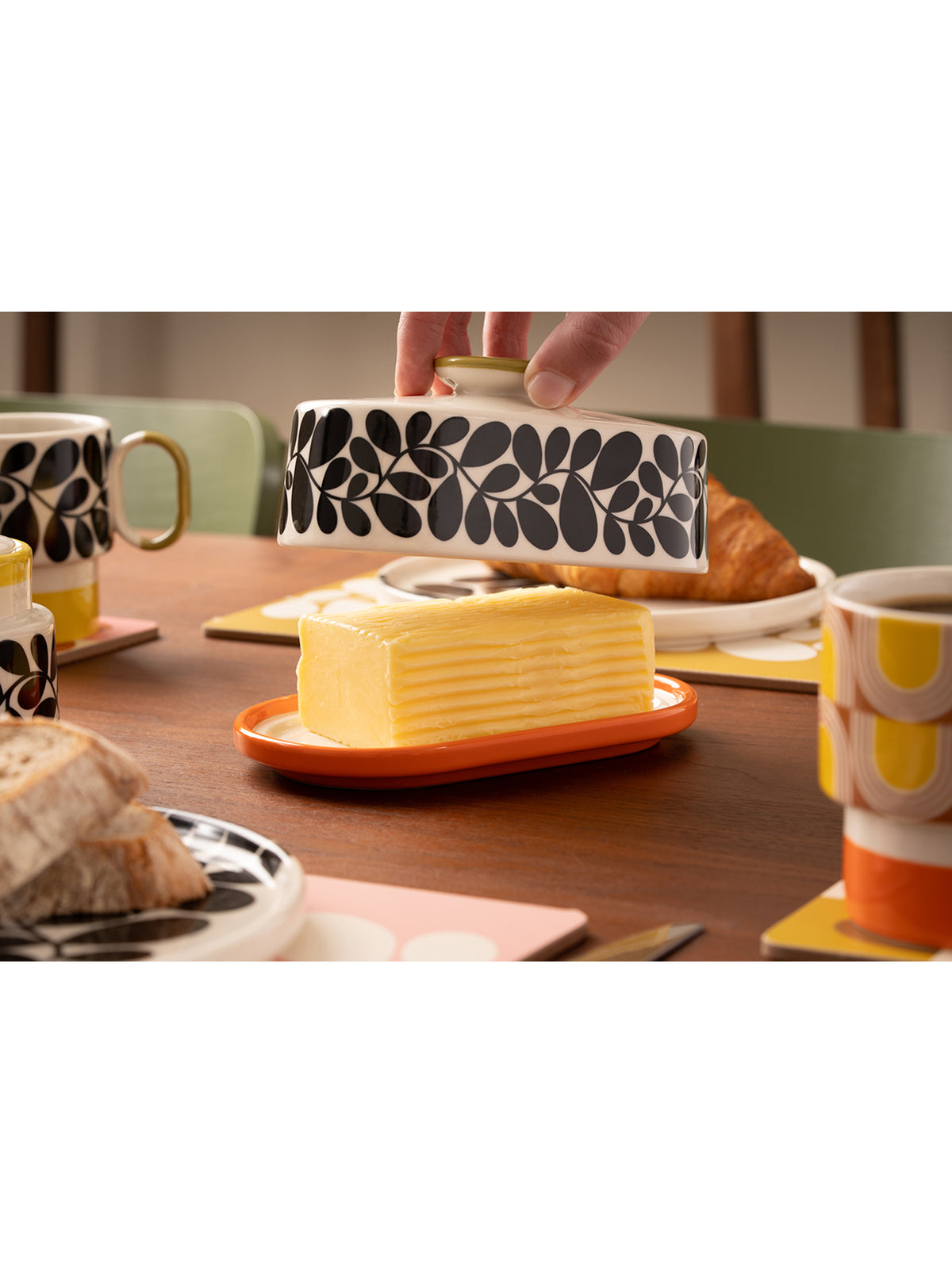 Sycamore Stripe Butter Dish Orange