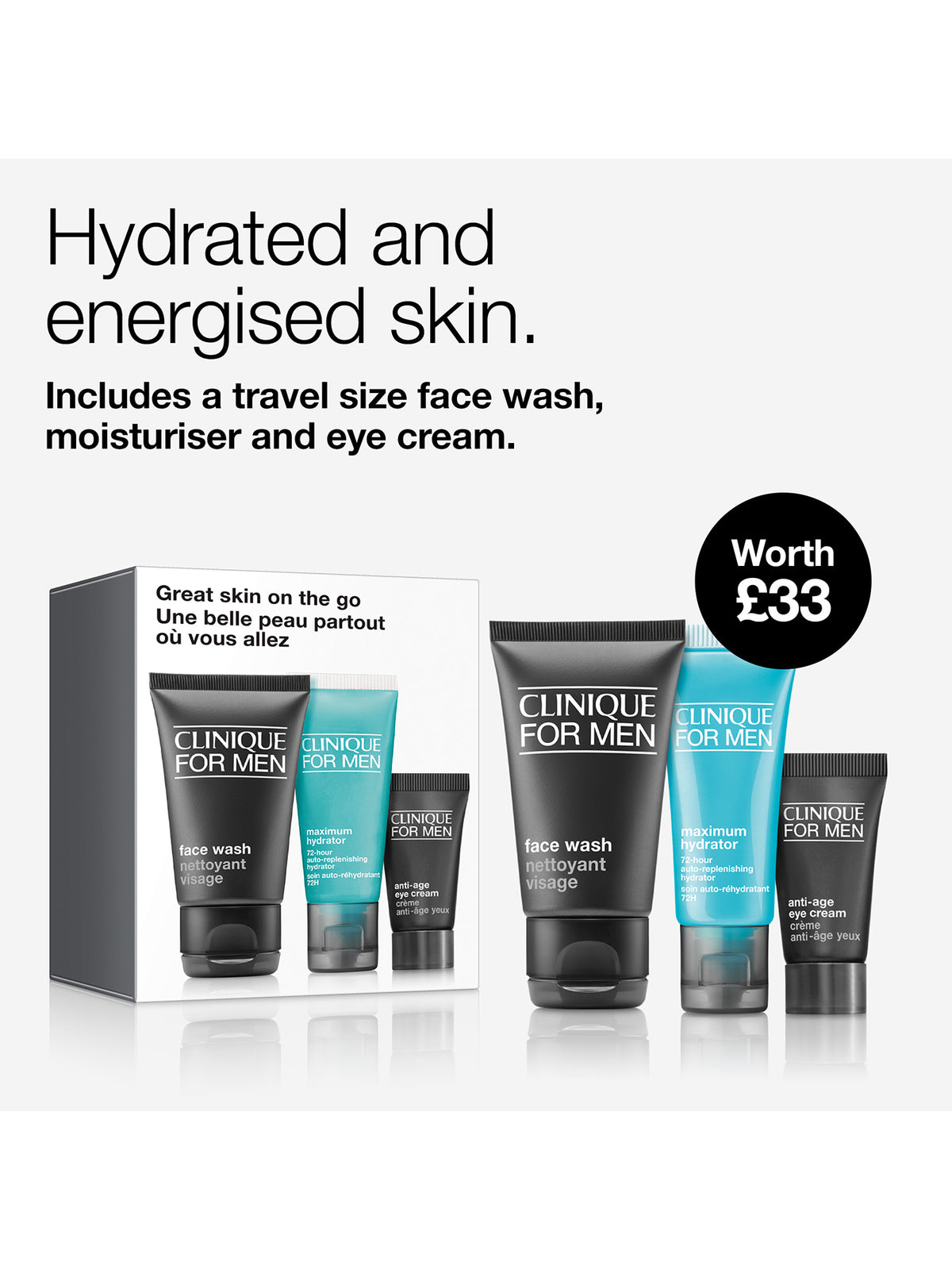 Clinique For Men Hydration Skincare Starter Travel Set