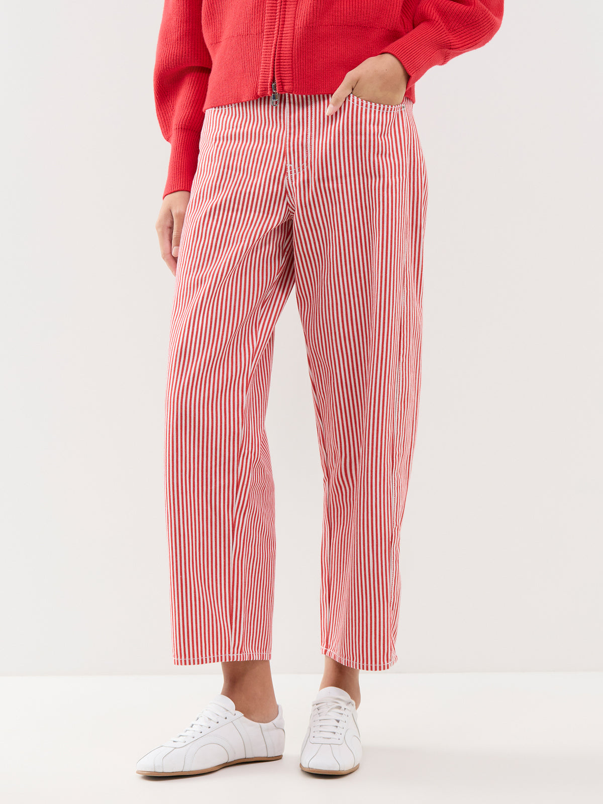 Striped Barrel Leg Jeans