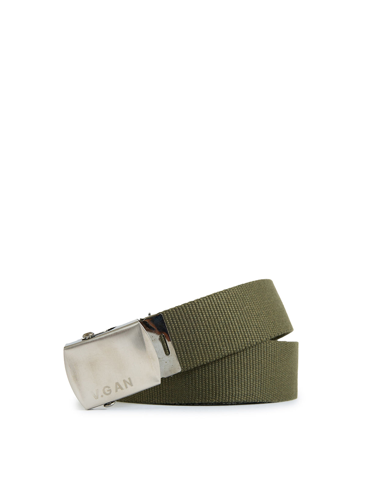 Vegan Clip 3.5cm Textile Belt - Khaki