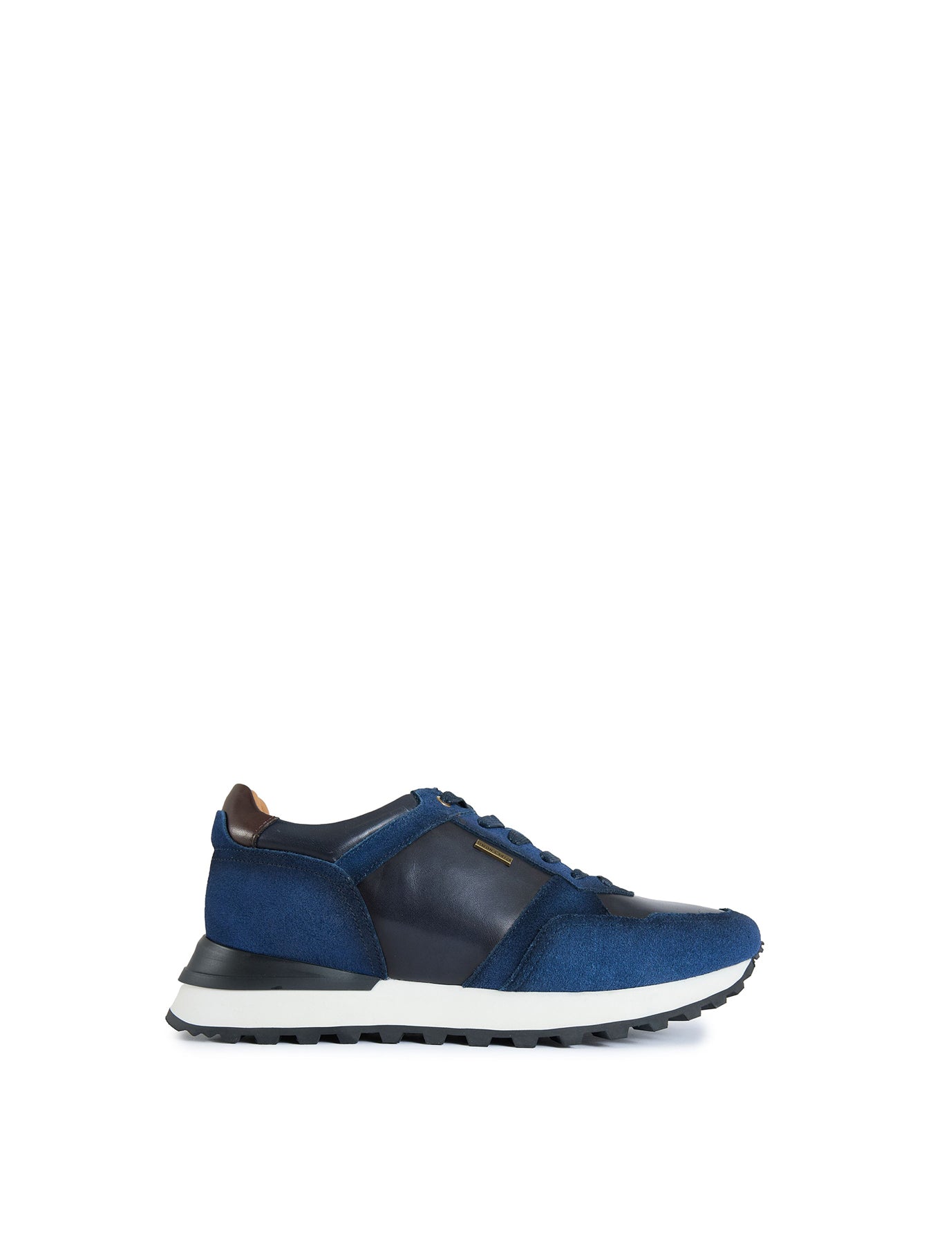 Gervais Casual Runner Leather Trainers - Navy