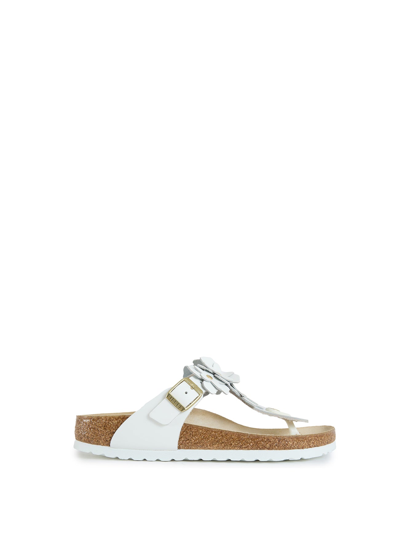 Gizeh Flower Embellishment Leather-Inspired Sandals - White