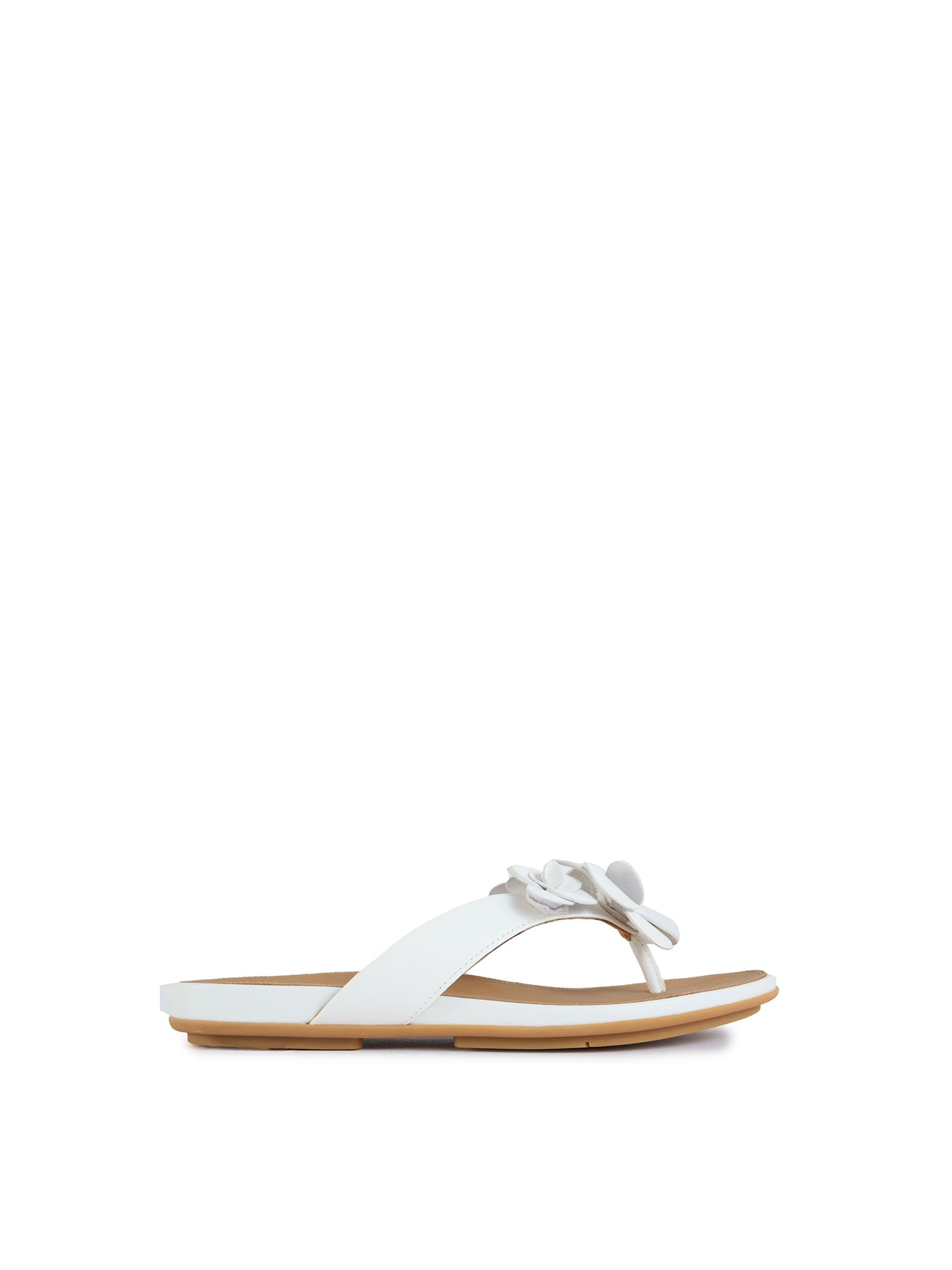 Gracie Flower Leather-Inspired Sandals - White