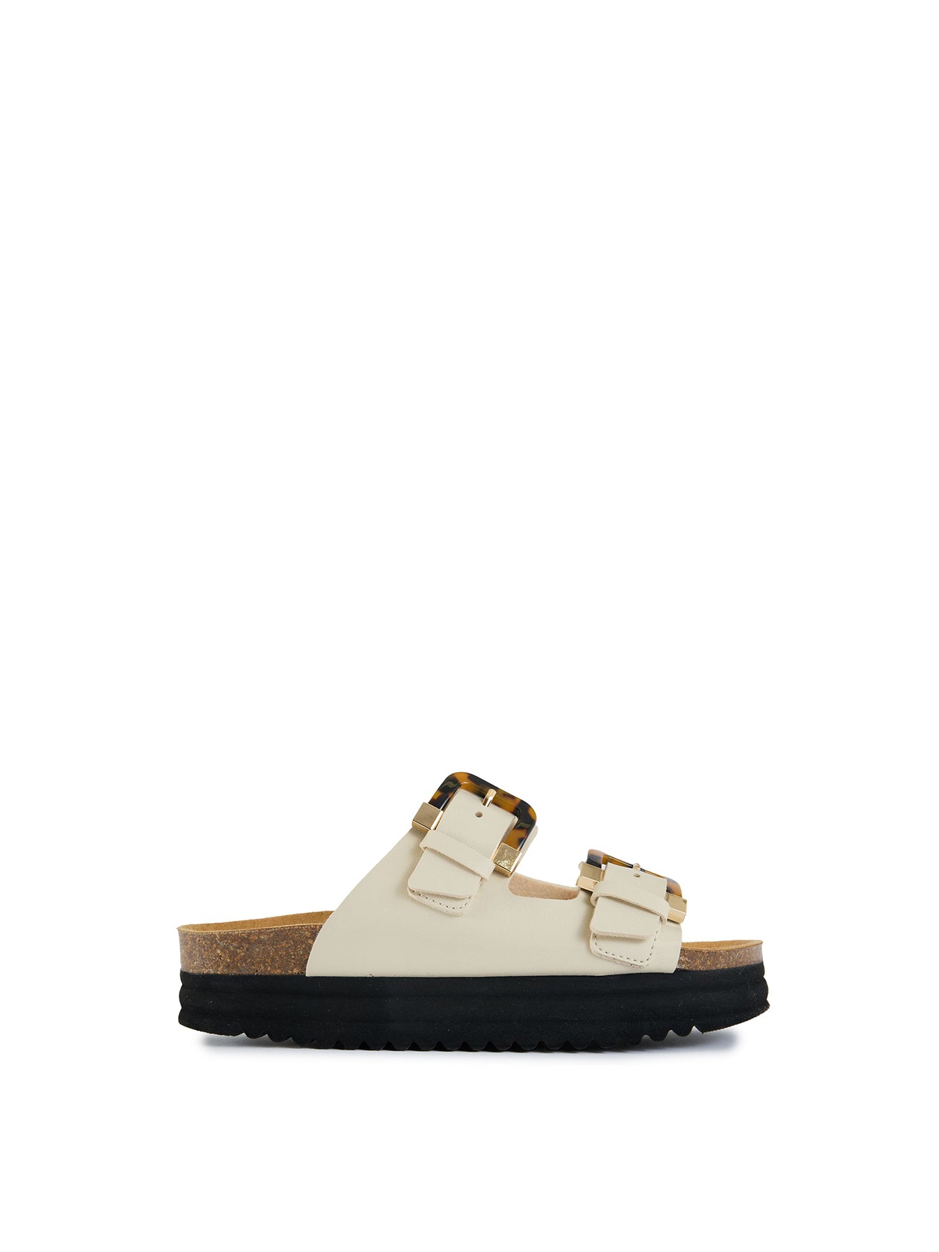 Vegan Plum Tortoiseshell Comfort Footbed Sandals - Cream
