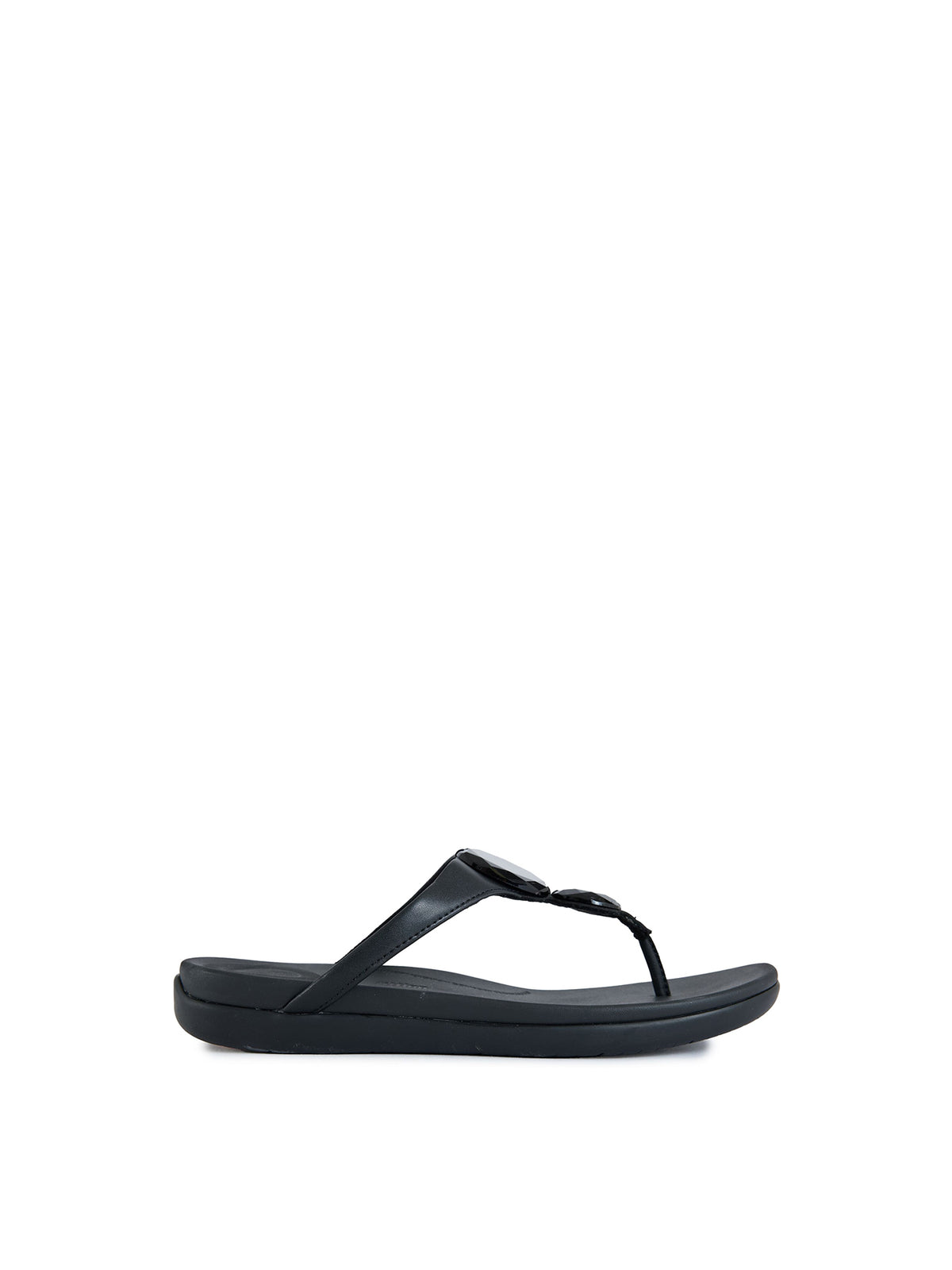 Solay Glossy Disc Sandals - Black
