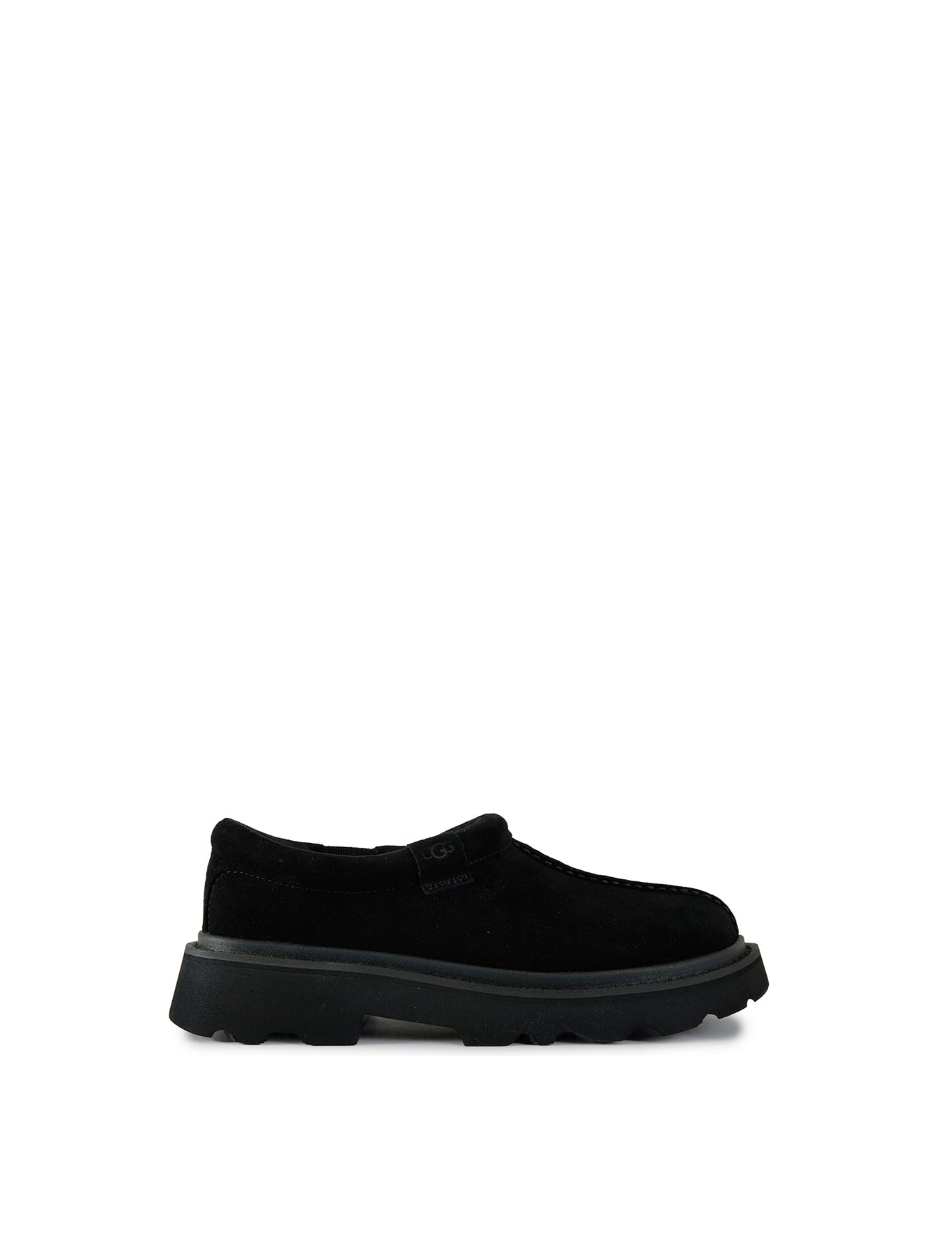 Tasman Lug Suede Slippers - Black