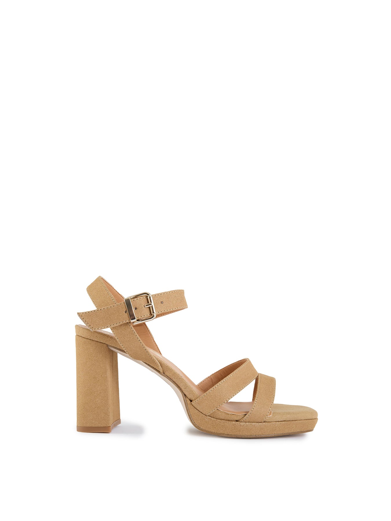 Vegan Tulsi Microfibre Platform Heel Sandals - Taupe