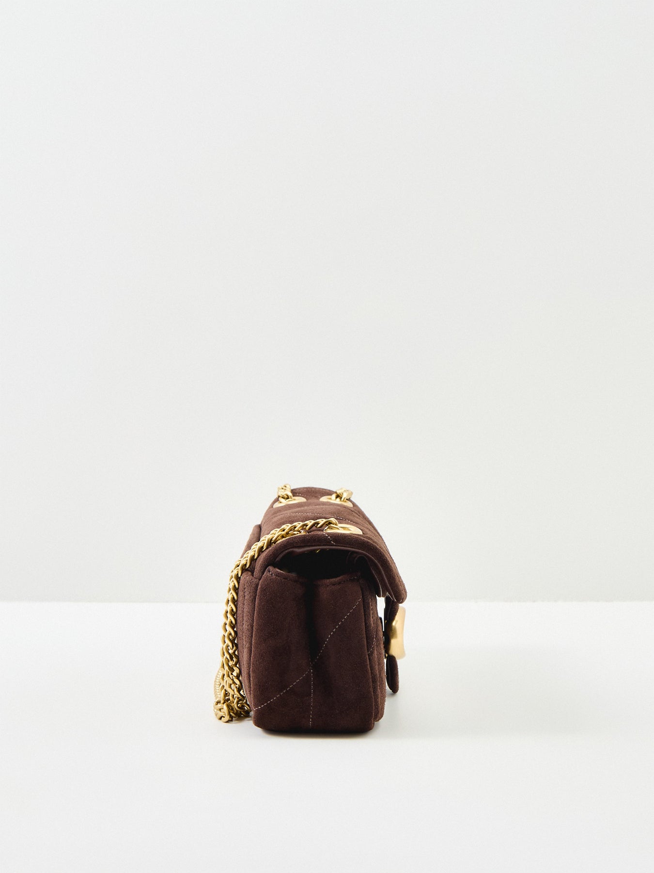 Quilted Suede Tabby Shoulder Bag 20 - Dark Chocolate