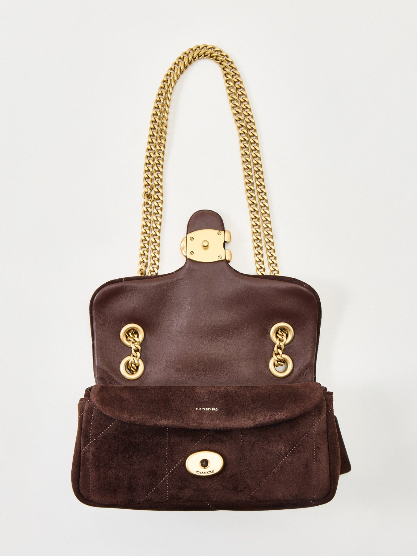 Quilted Suede Tabby Shoulder Bag 20 - Dark Chocolate
