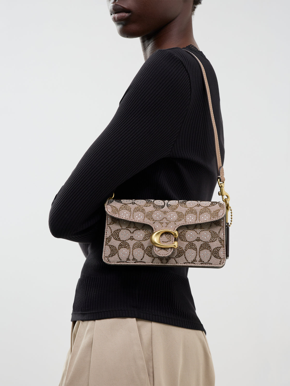 Crystal Signature Soft Tabby Shoulder Bag 20 - Mushroom