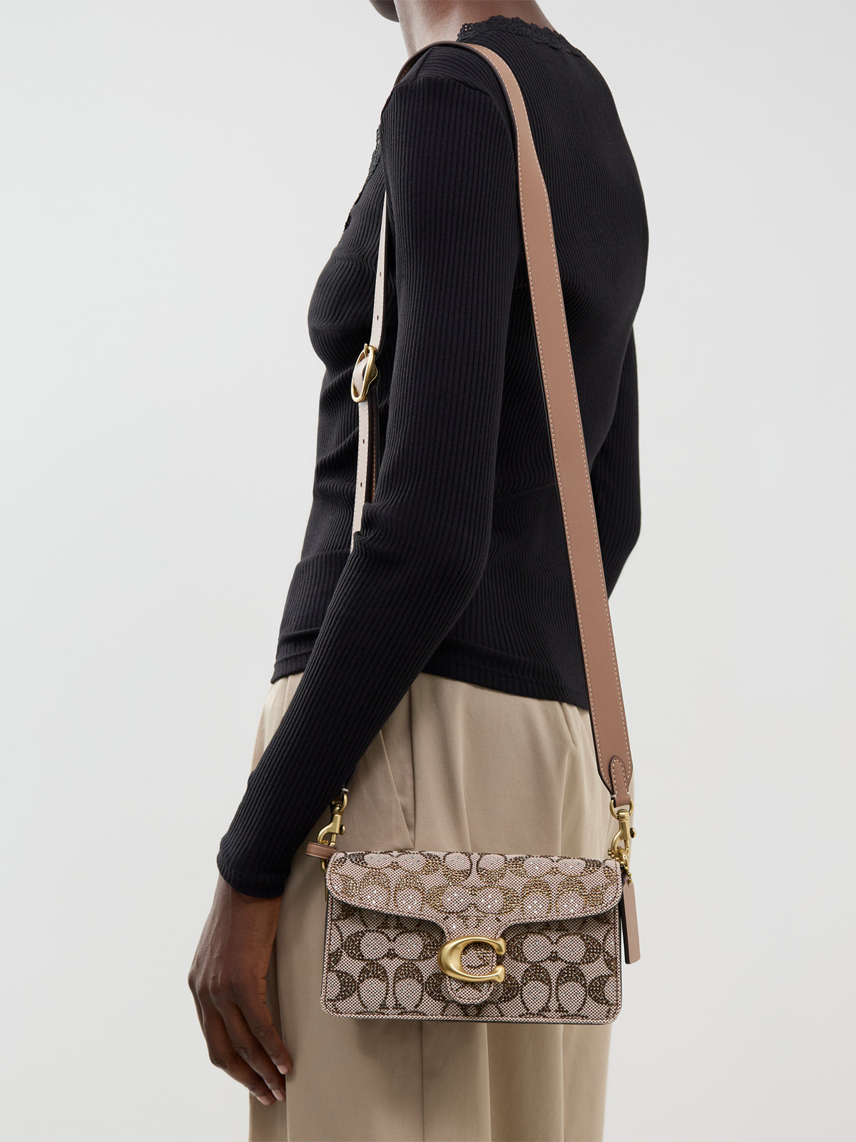 Crystal Signature Soft Tabby Shoulder Bag 20 - Mushroom