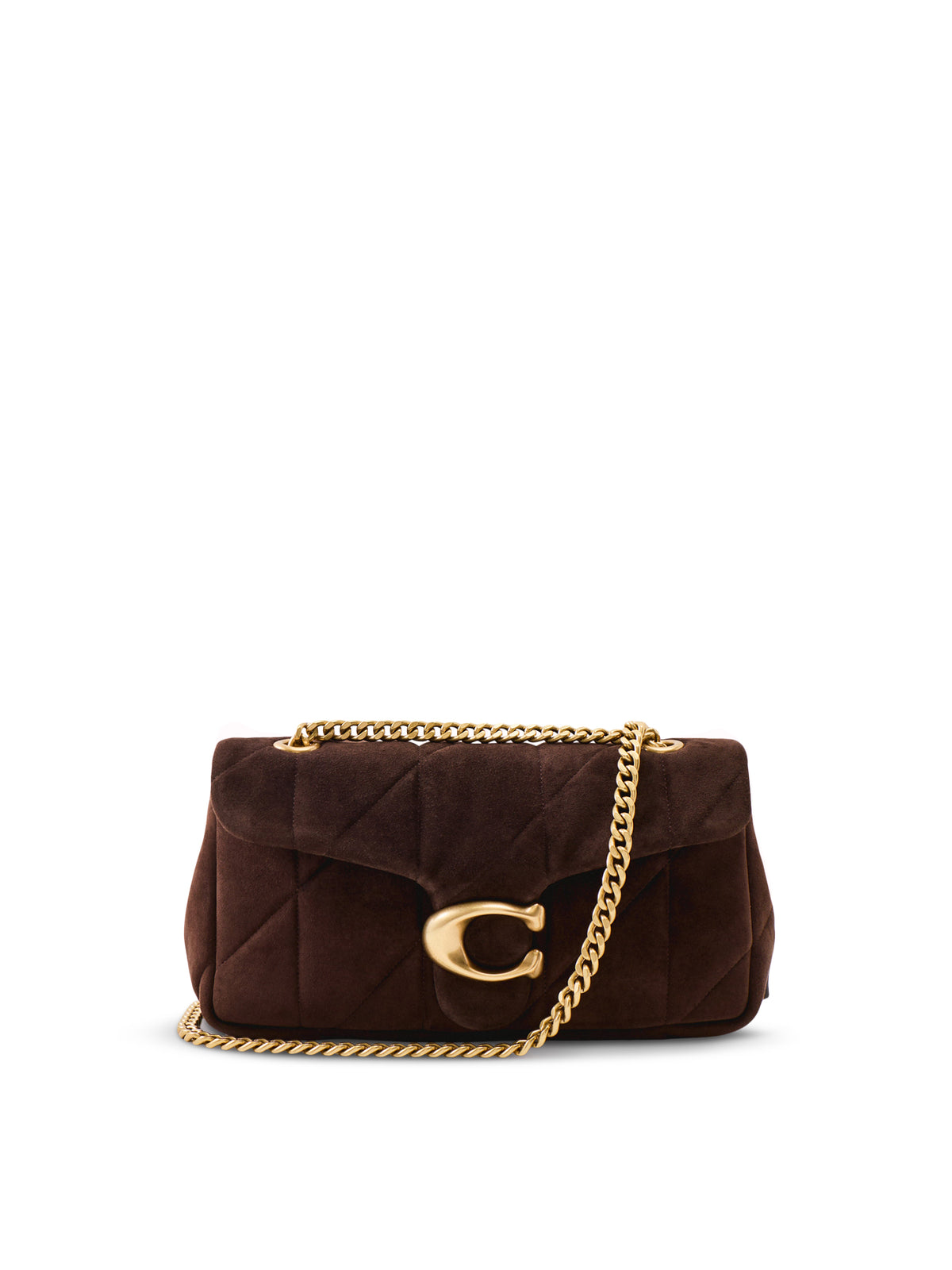 Goat Leather Soft Quilted Suede Tabby Shoulder Bag 26 - Dark Chocolate