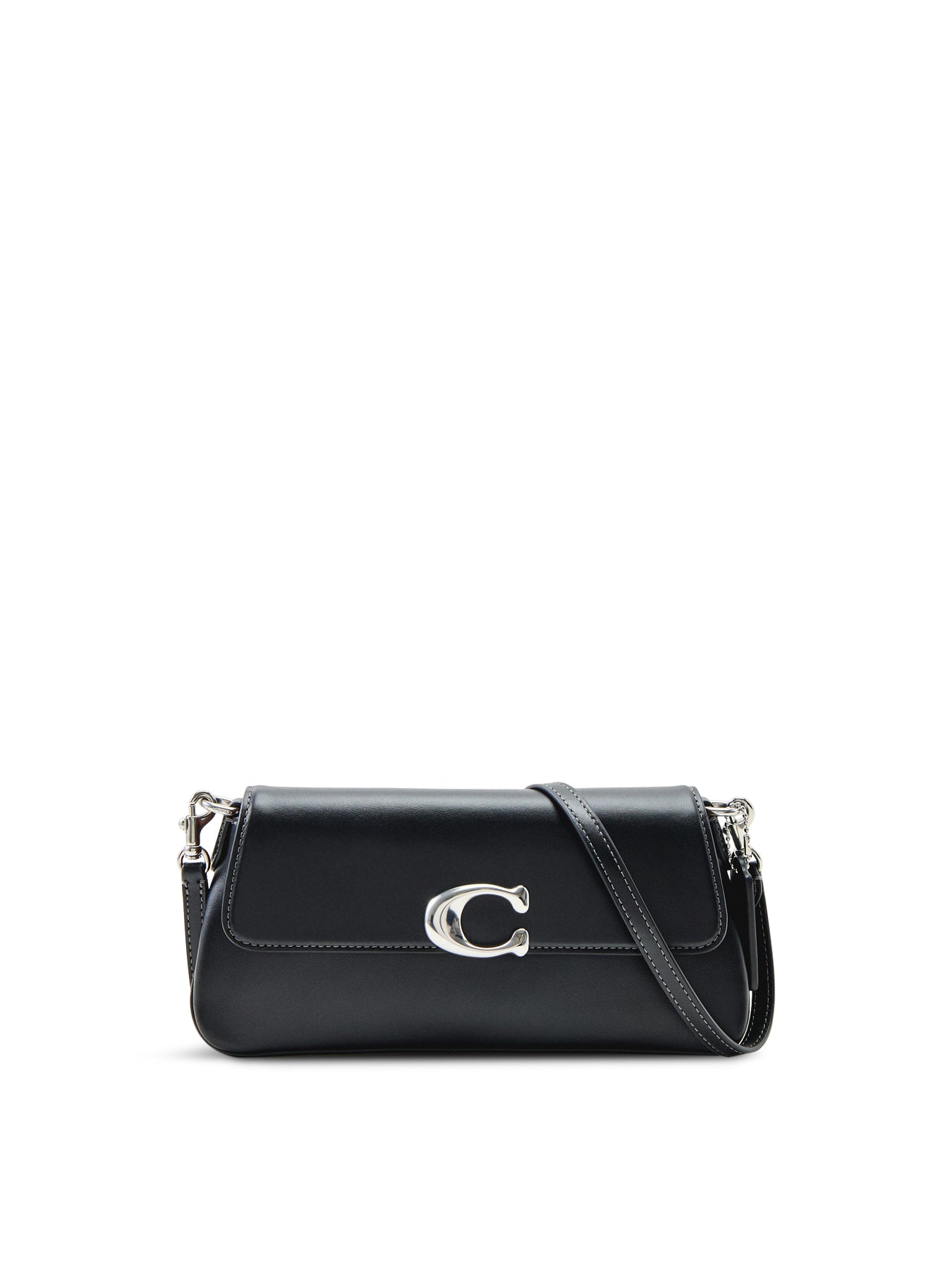 Refined Calf Leather Jet Shoulder Bag - Black