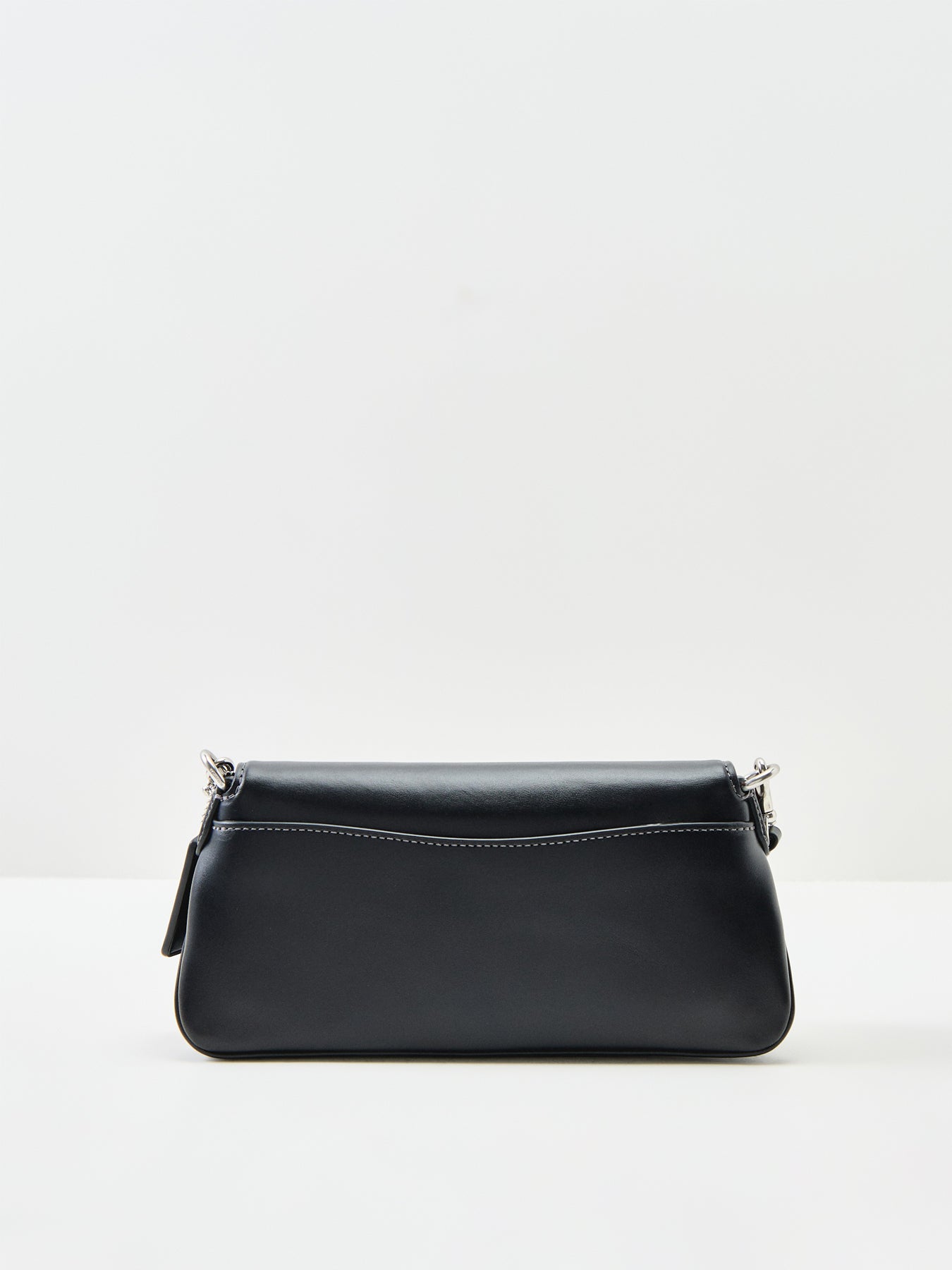 Refined Calf Leather Jet Shoulder Bag - Black