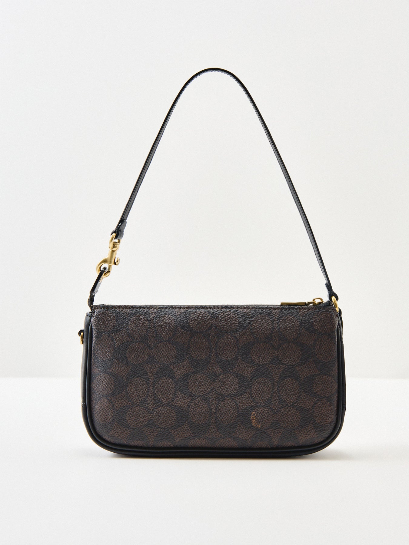 Signature Leather Plaza Shoulder Bag - Walnut Black