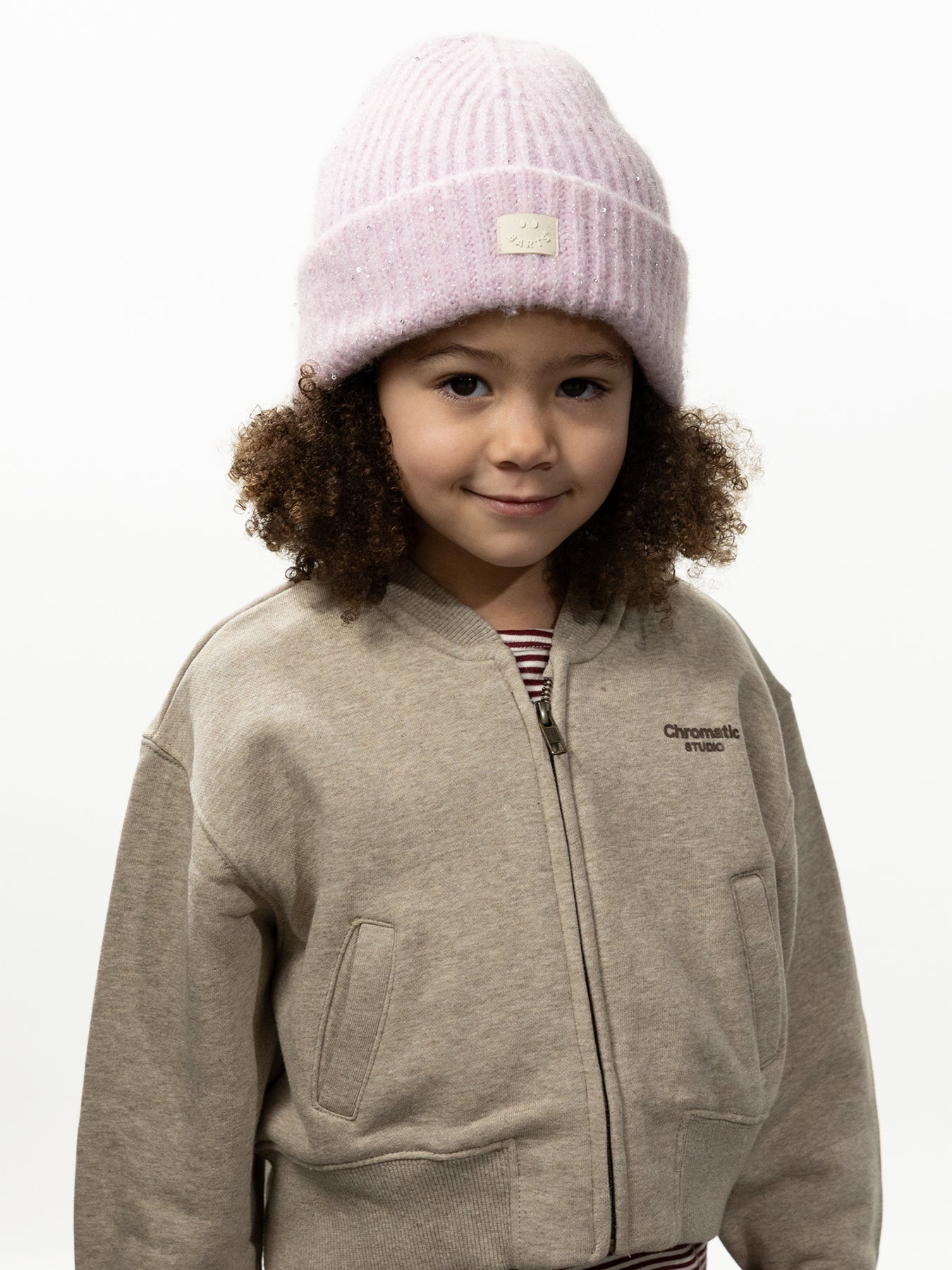 Wool Blend Glitsch Kids Beanie - Light Pink