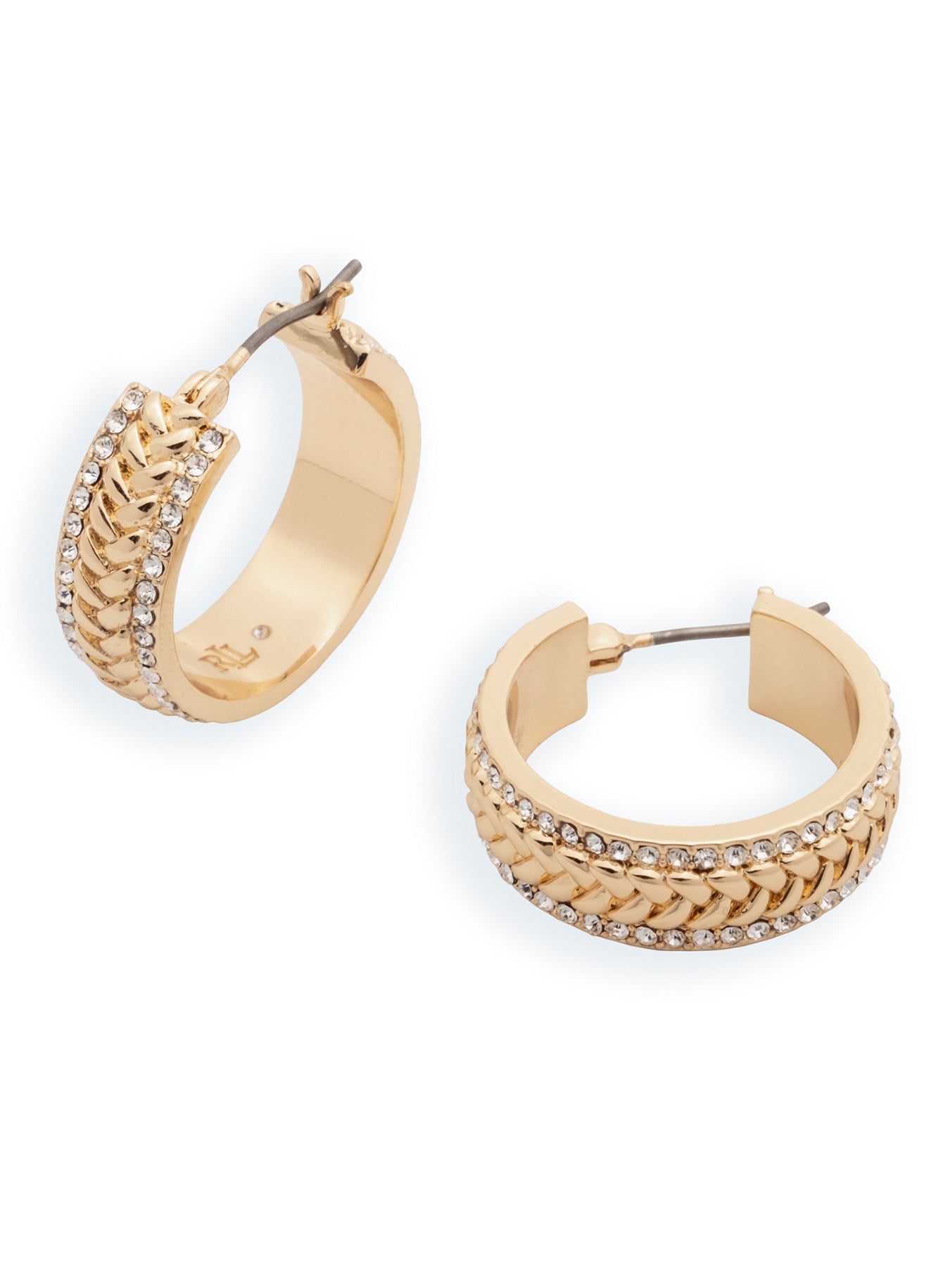 Herringbone Pavé Hoop Earrings 20mm