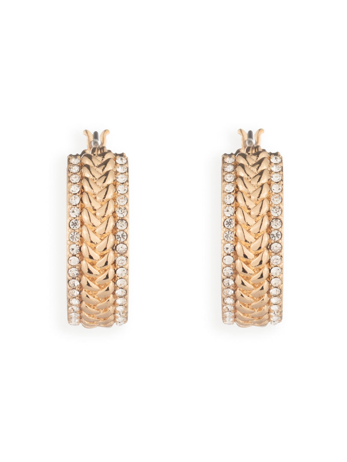 Herringbone Pavé Hoop Earrings 20mm