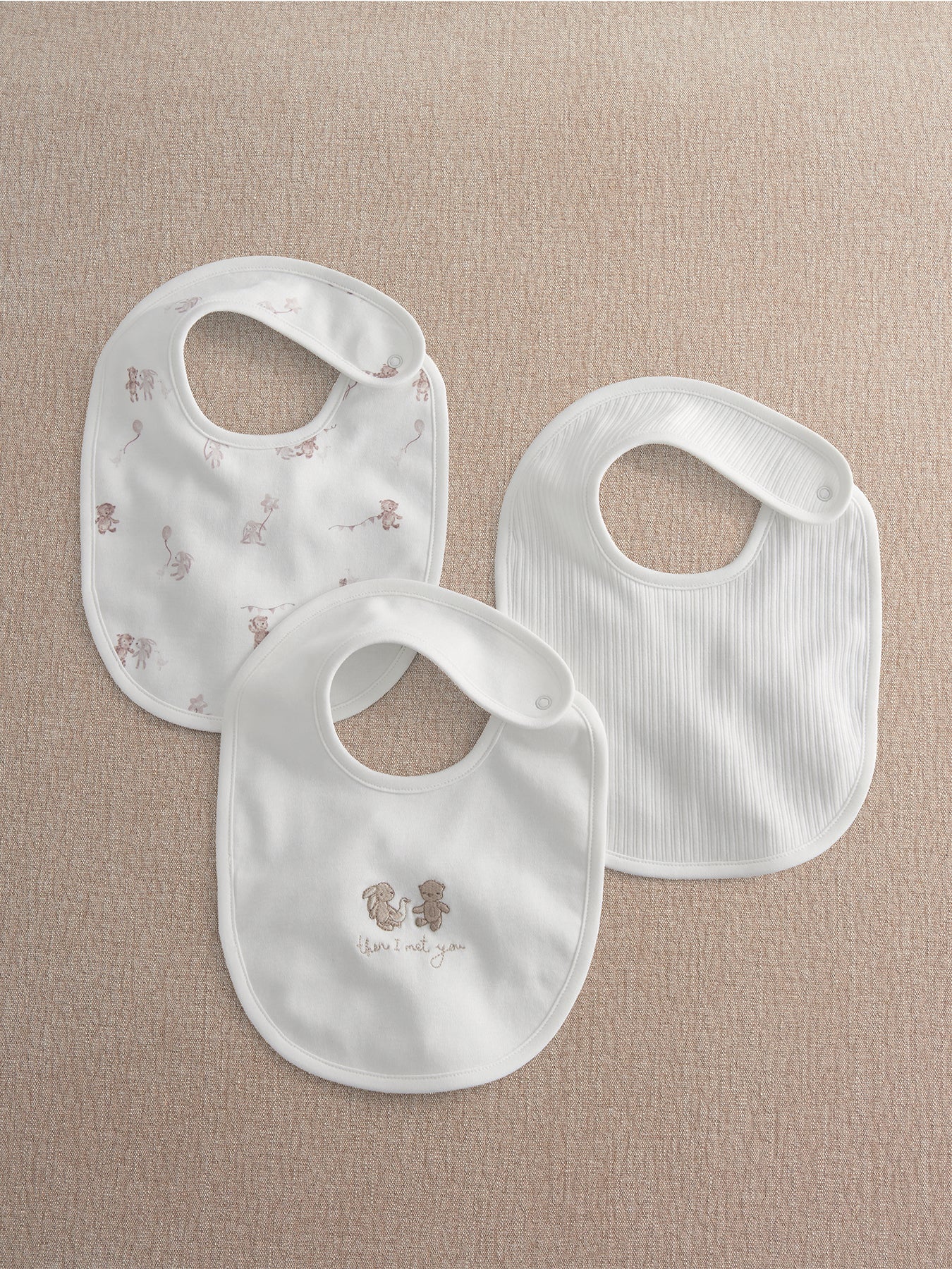 Baby Celebration Print 3-Pack Bibs White