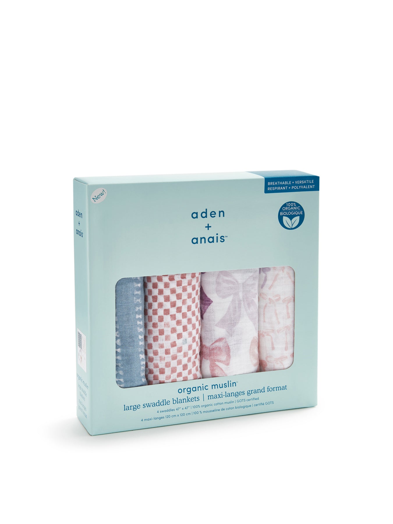 aden + anais Bow Atelier Muslin Swaddles Pack of 4