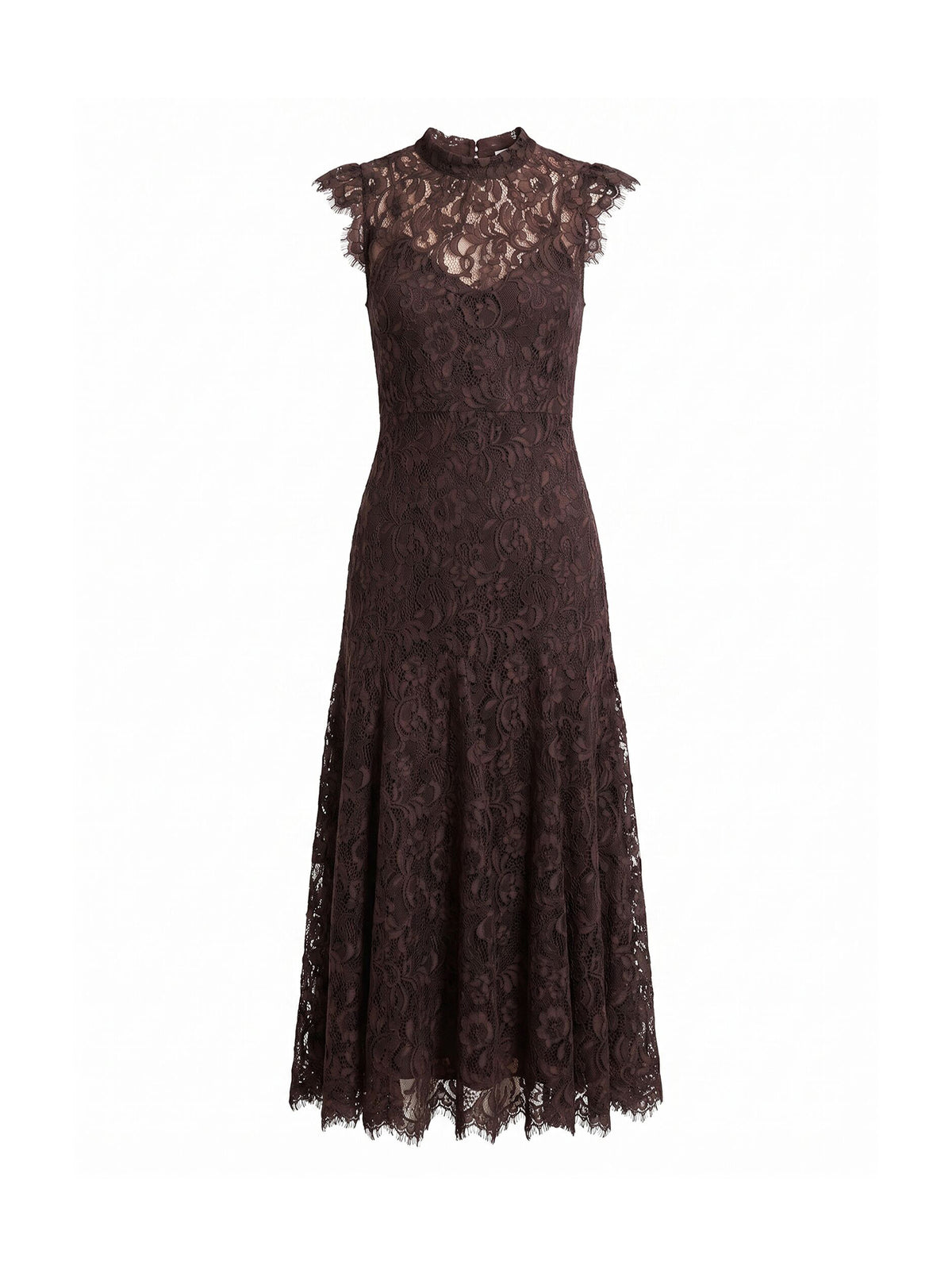 Arielle Lace Midi Dress - Plum Brown