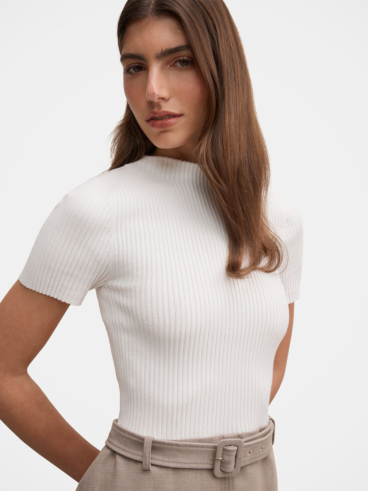 Maya Woven Mixed Mini Dress - Neutral