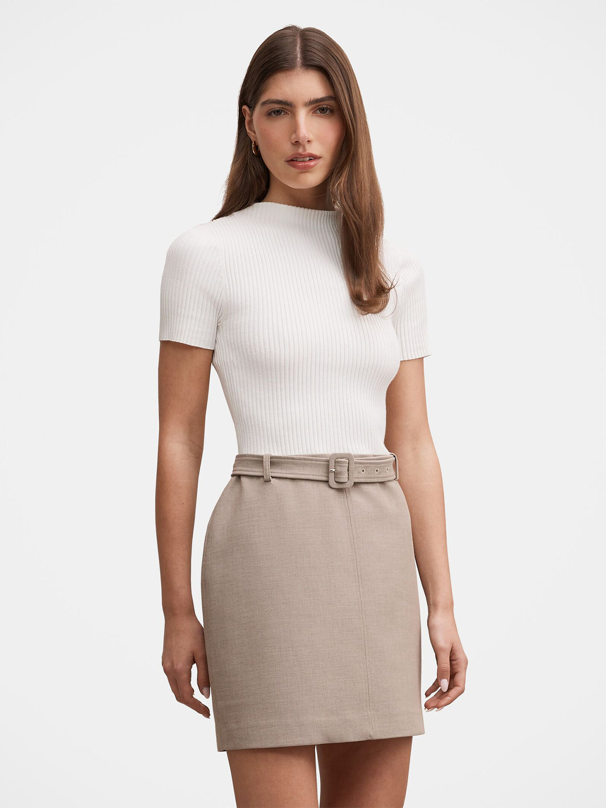 Maya Woven Mixed Mini Dress - Neutral