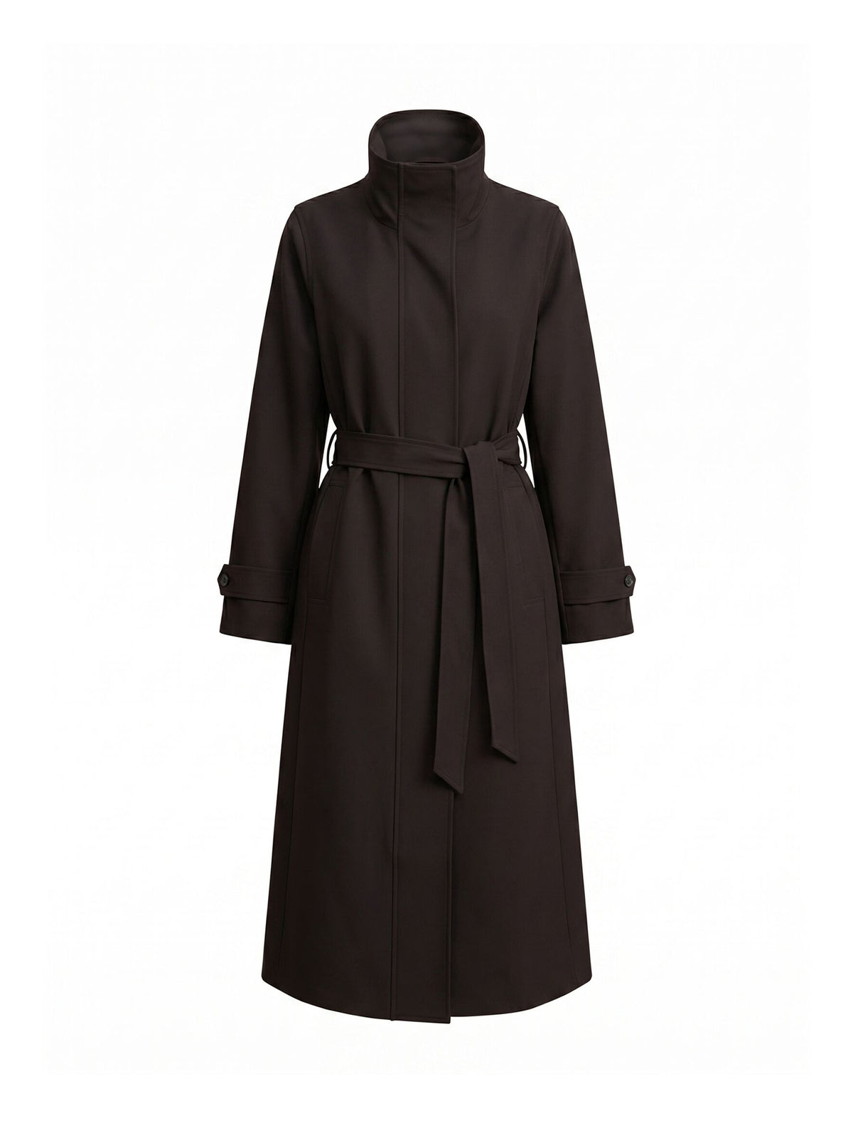 Florence Funnel Neck Trench Coat - Chocolate
