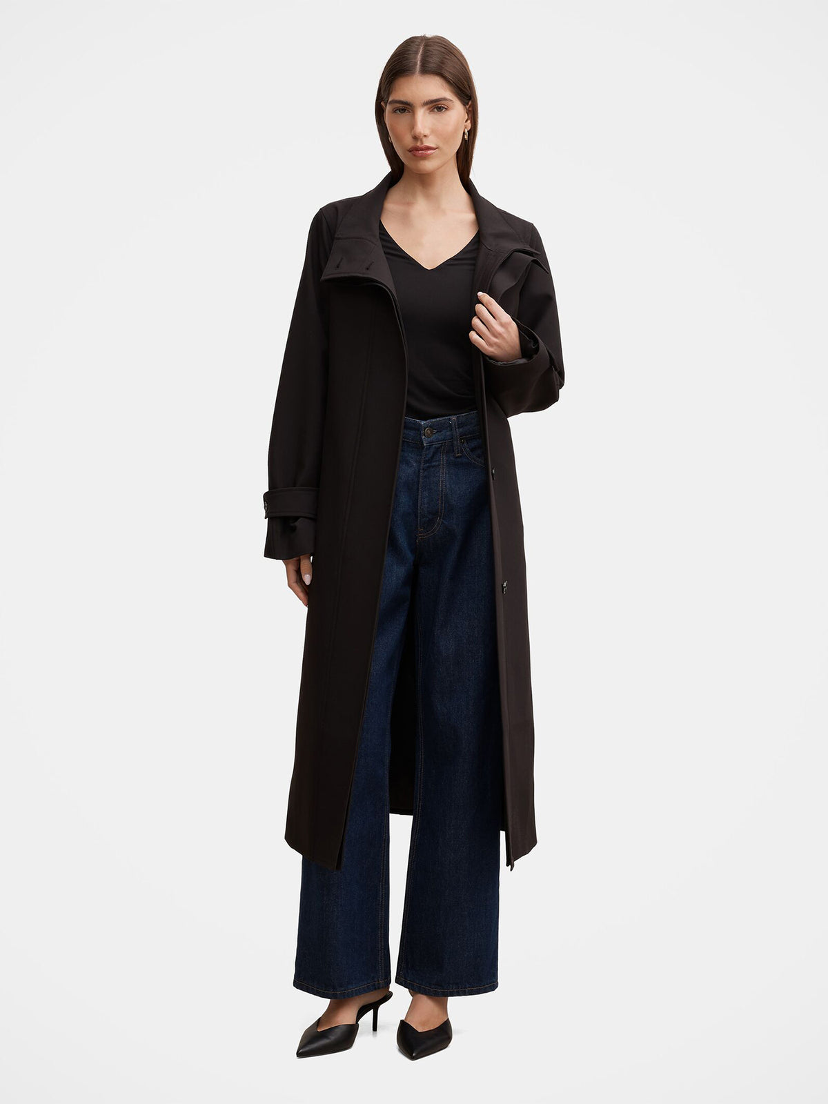 Florence Funnel Neck Trench Coat - Chocolate