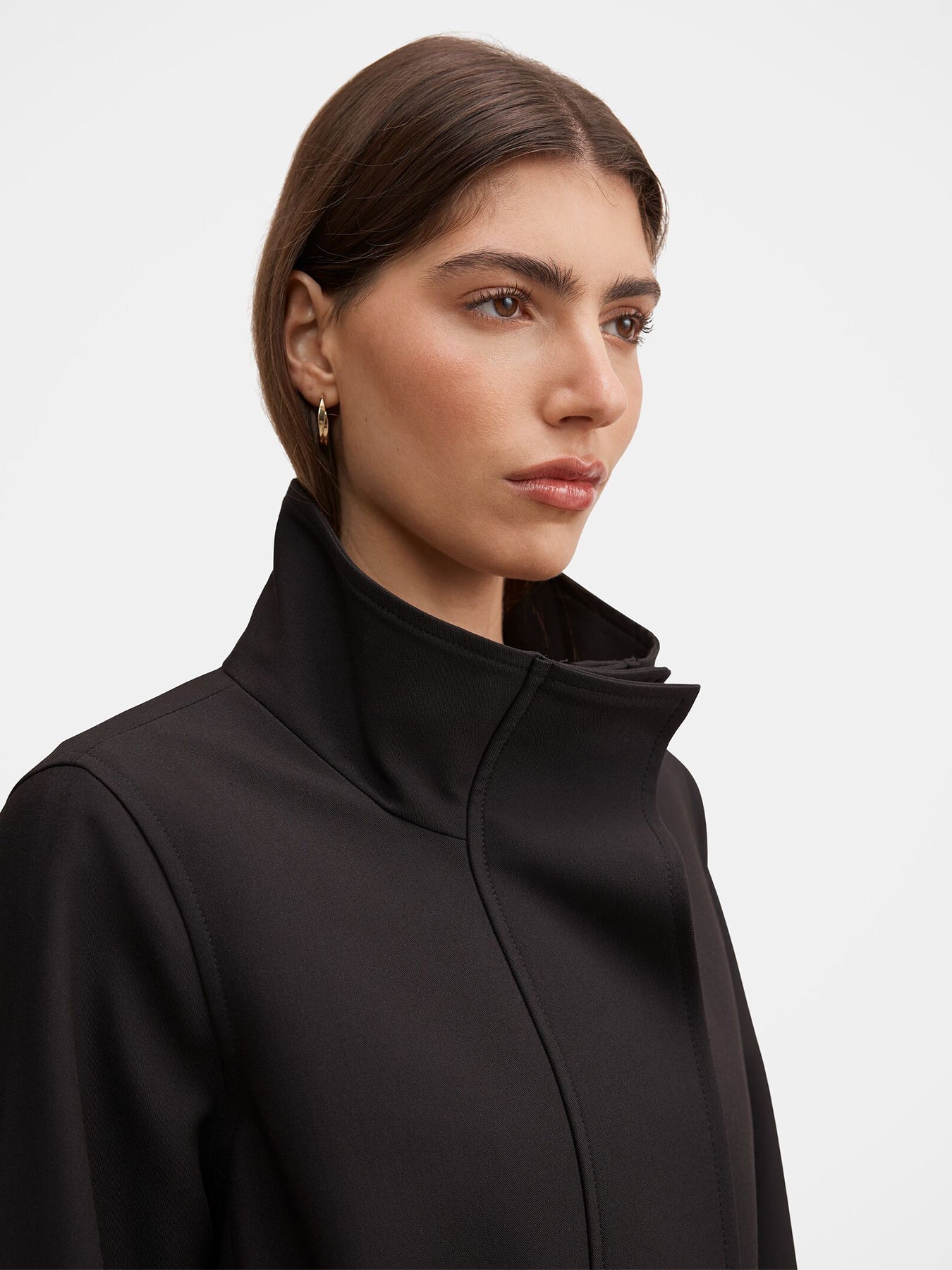 Florence Funnel Neck Trench Coat - Chocolate