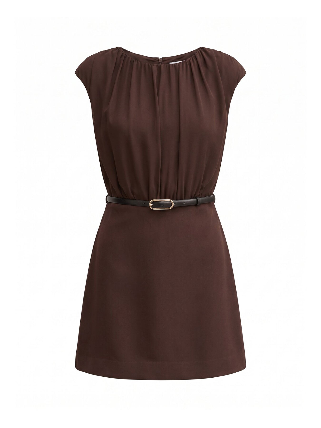 Quinn Gathered Bodice Mini Dress - Chocolate Freckle