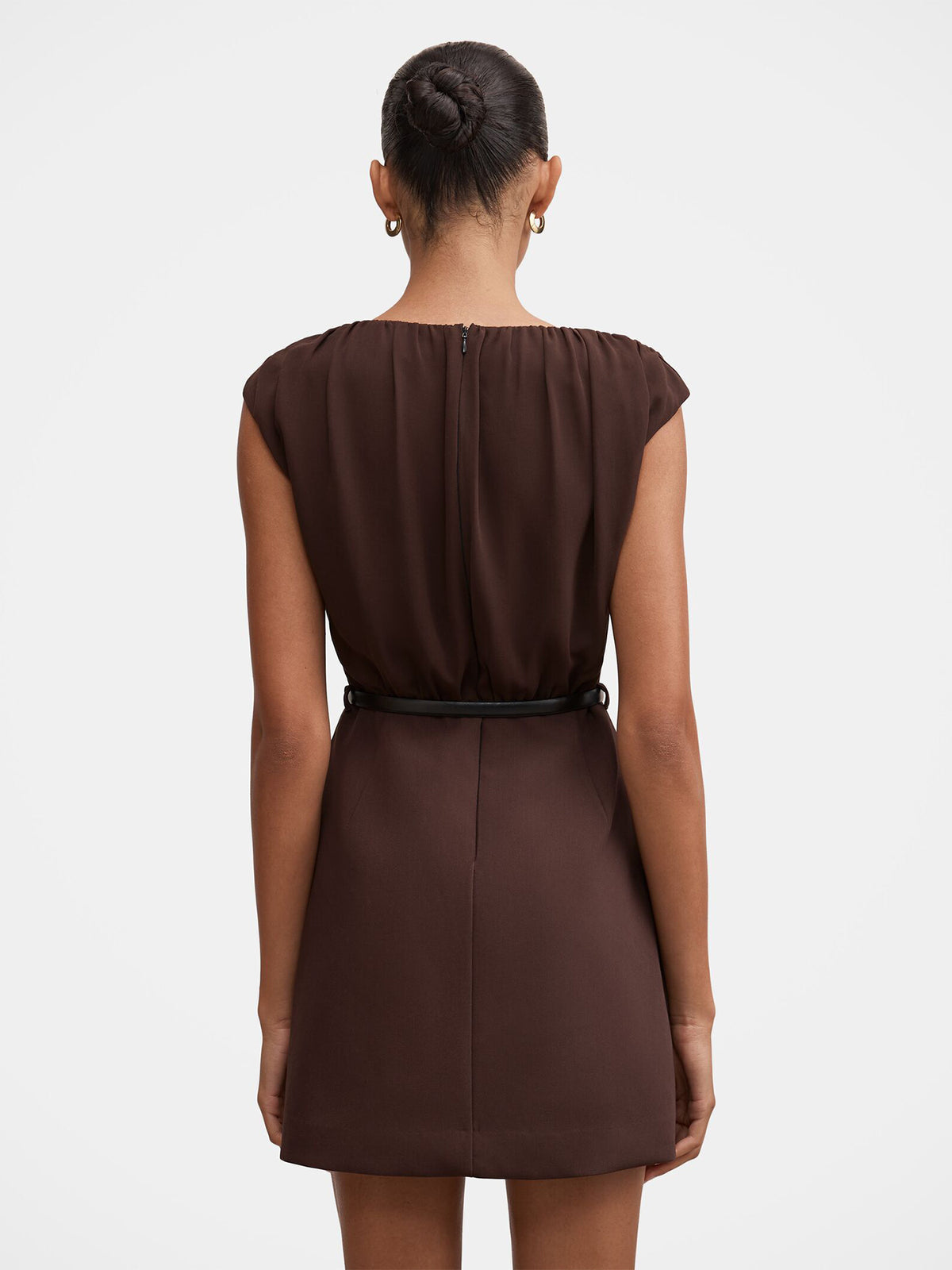Quinn Gathered Bodice Mini Dress - Chocolate Freckle