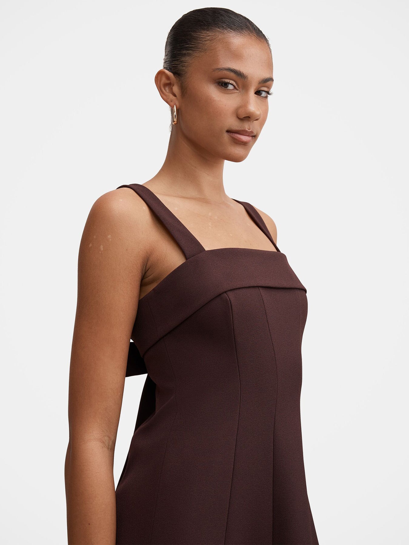 Harriet Low Back Bow Midi Dress - Deep Plum