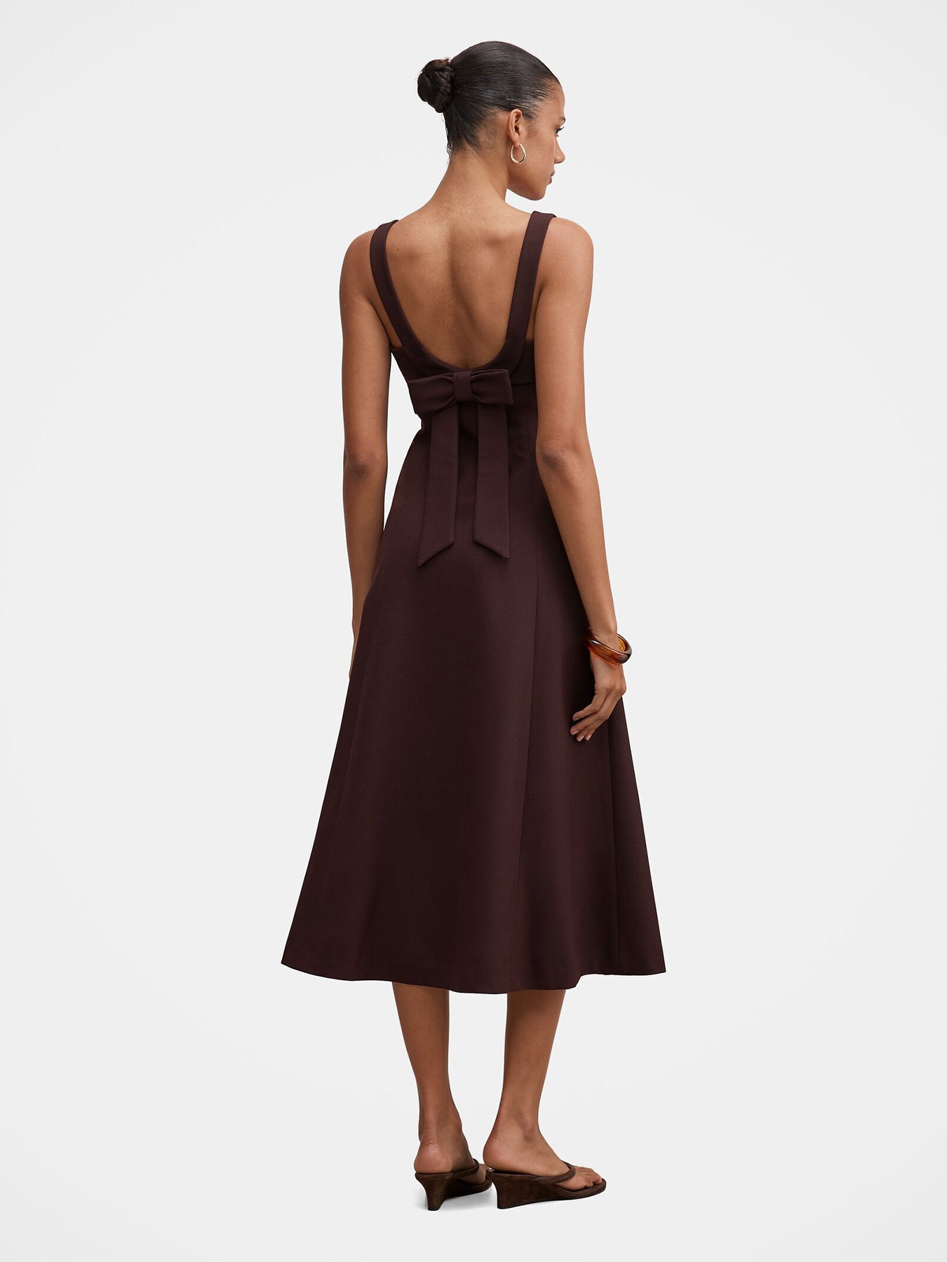 Harriet Low Back Bow Midi Dress - Deep Plum