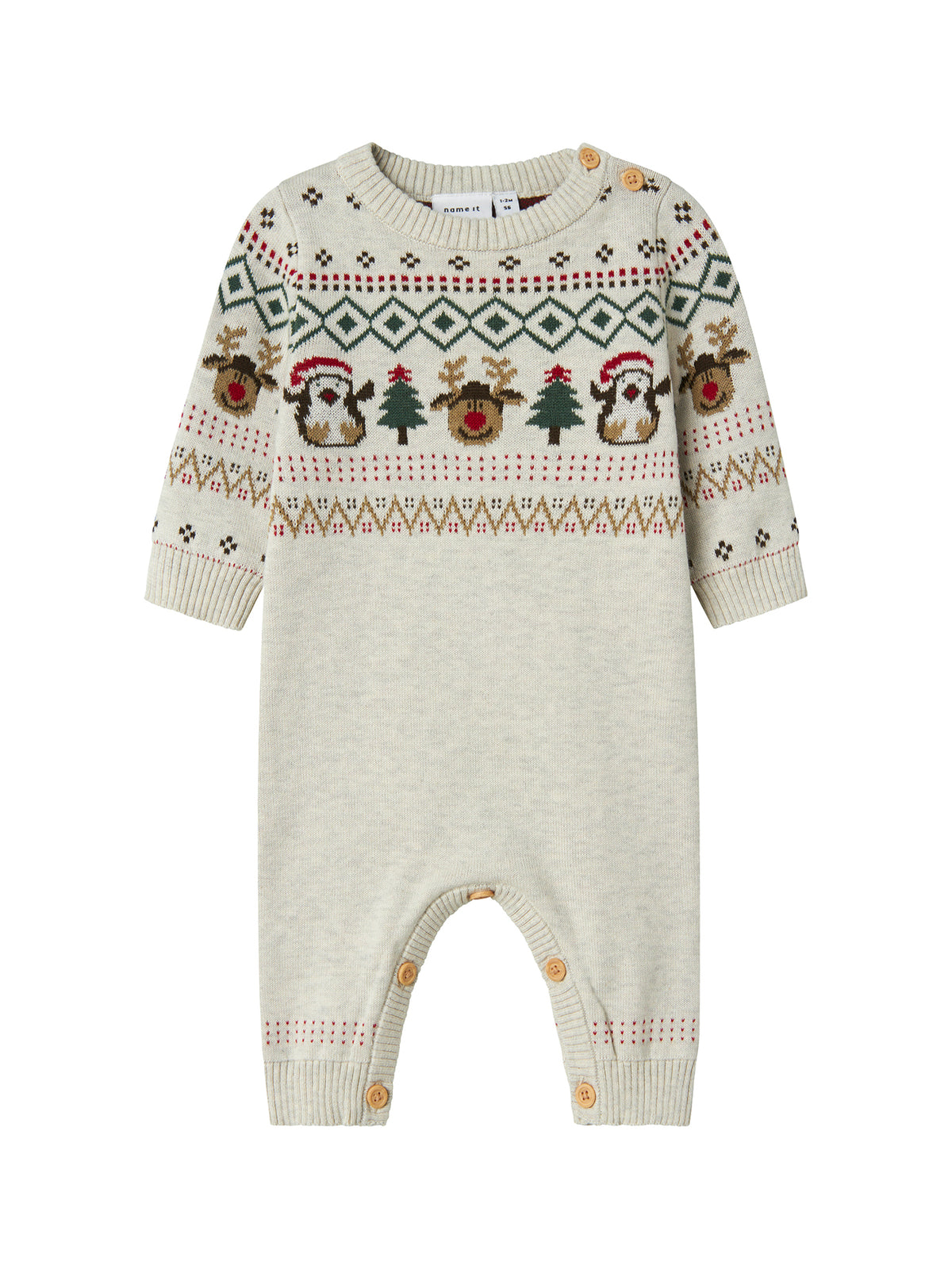 Baby Ralko Organic Cotton Long-Sleeved Knitted All-In-One - Peyote Melange