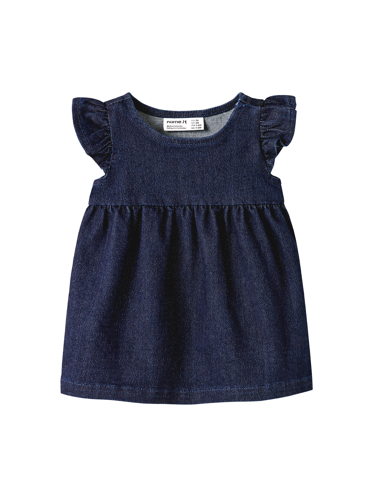 Baby Ember Glitter Denim Short-Sleeved Dress - Dark Blue Denim