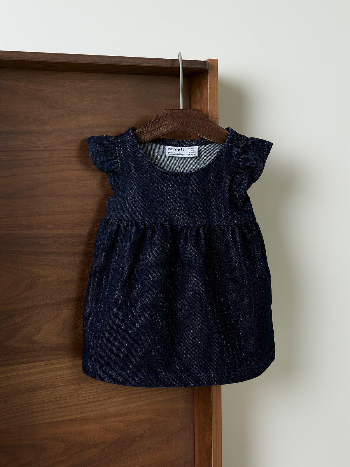 Baby Ember Glitter Denim Short-Sleeved Dress - Dark Blue Denim