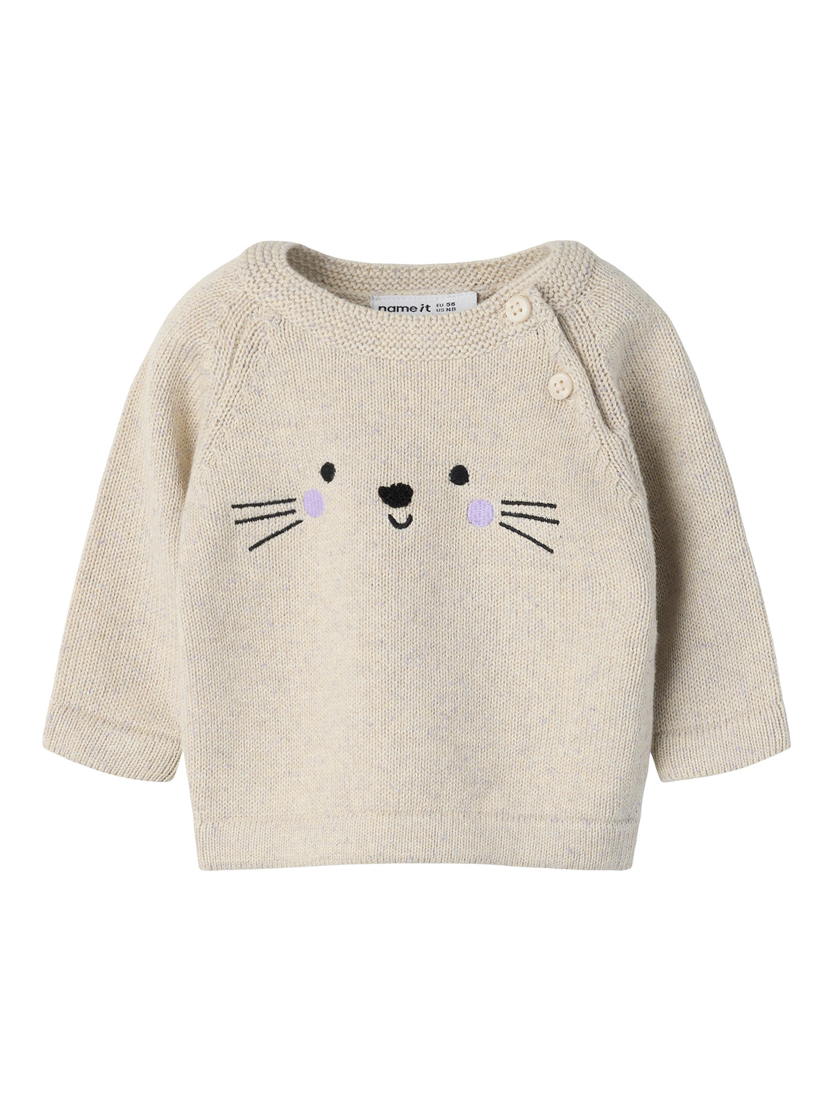 Baby Orana Organic Cotton Long-Sleeved Knitted Top - Peyote Melange