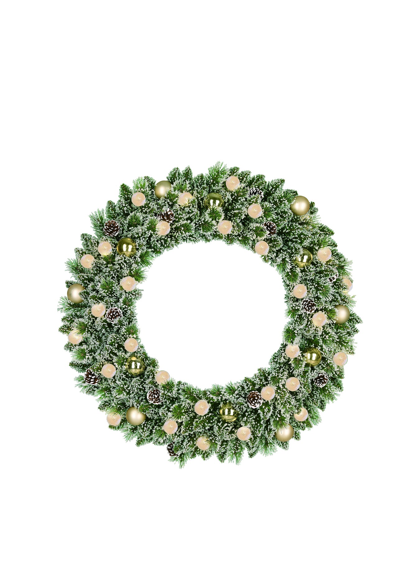 Kaprun Pre-Lit LED Christmas Wreath 90cm - Green Frosted & Gold