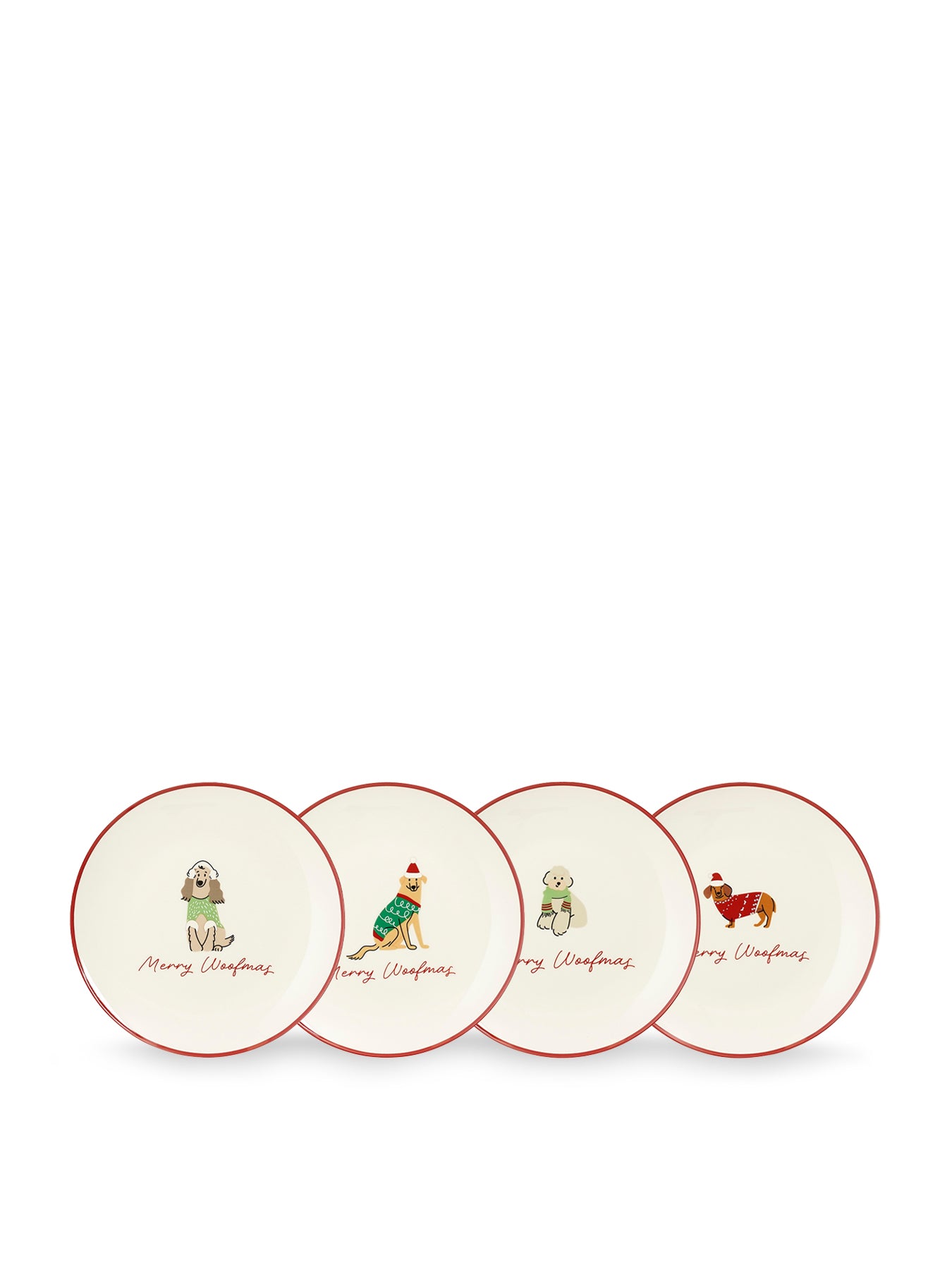 Dog Stoneware Breakfast Plate Gift Set 4 Piece