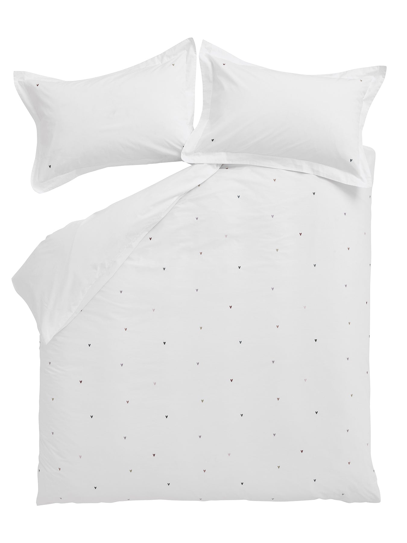 Love Hearts Embroidery Oxford Pillowcase Pair