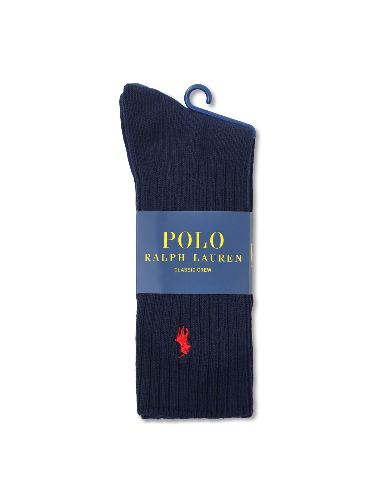 Cotton Blend Single Crew Socks - Navy & Red