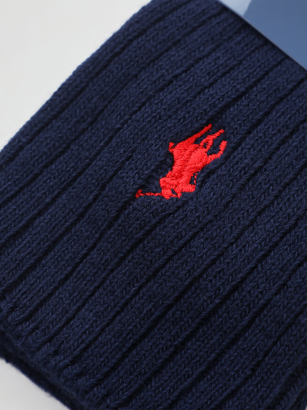 Cotton Blend Single Crew Socks - Navy & Red