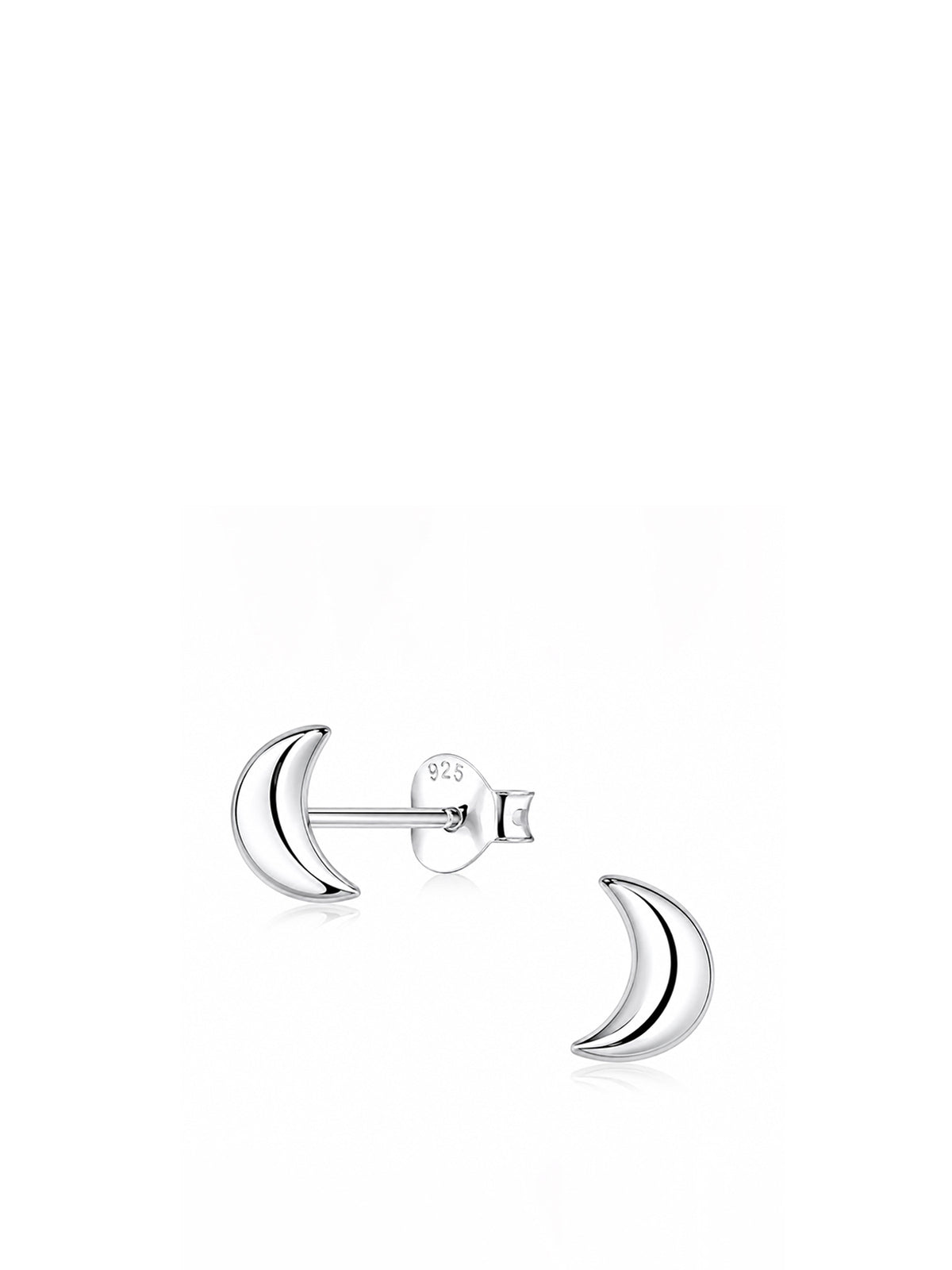 Sterling Silver Moon Stud Earrings