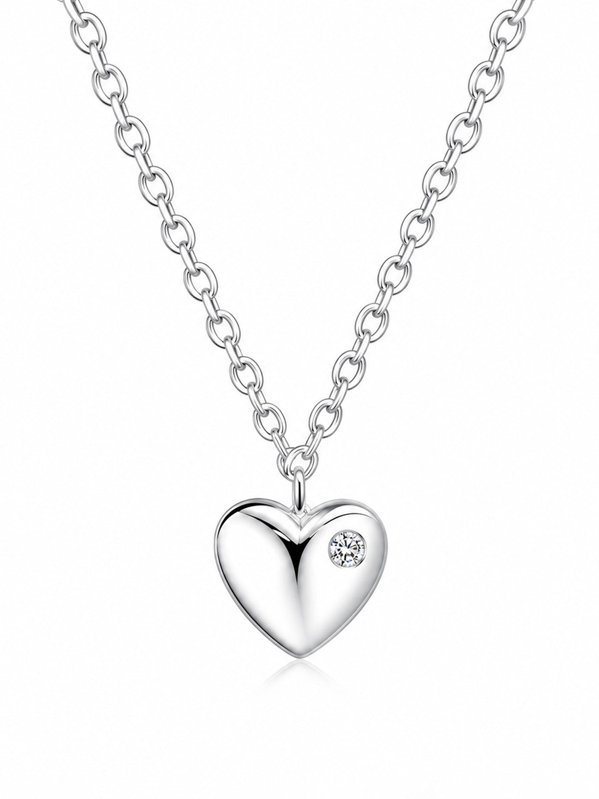 Silver Cubic Zirconia Heart Necklace
