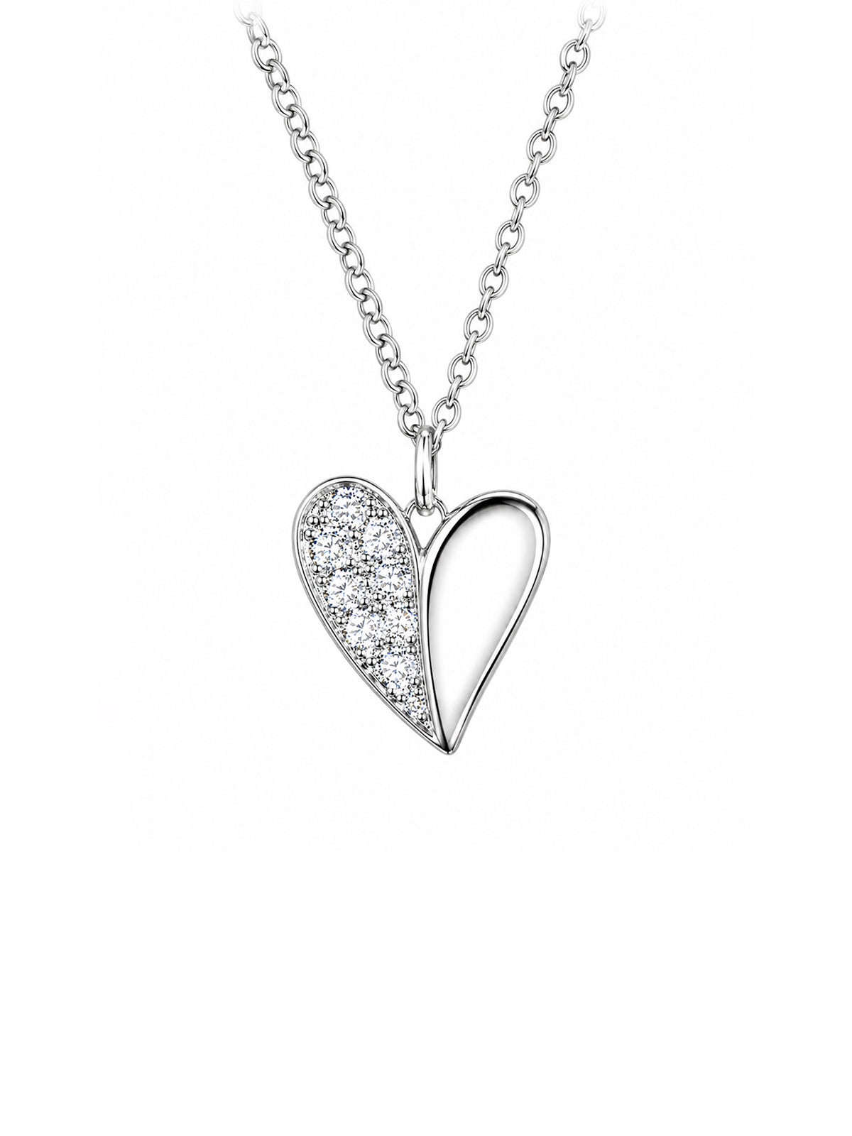 Sterling Silver Cubic Zirconia Heart Necklace